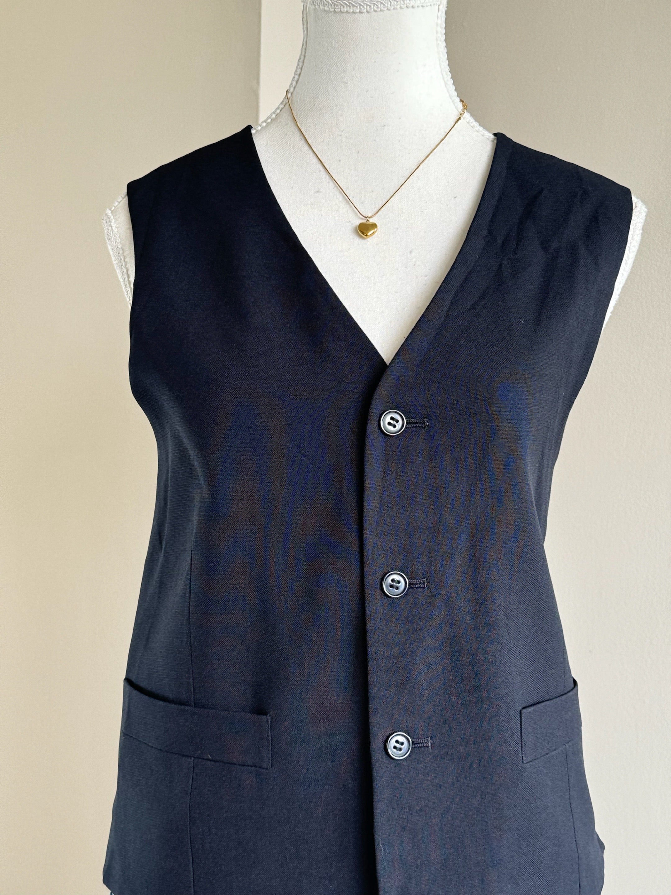 Solid Navy Blue Waistcoat -