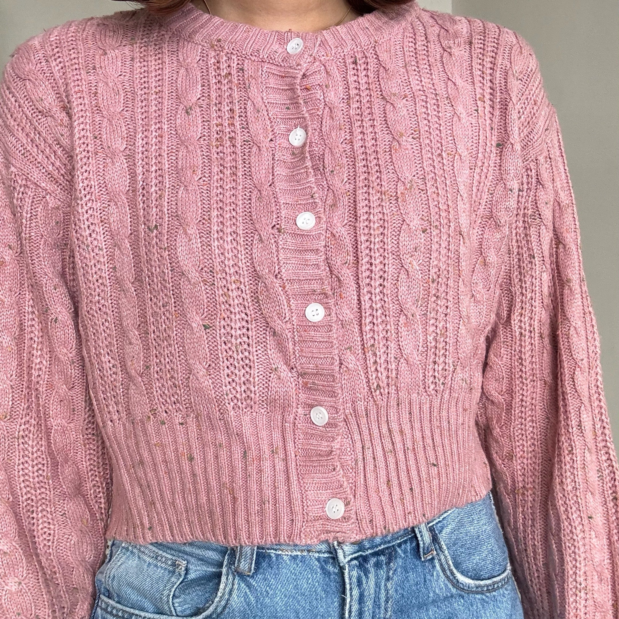 Baby Pink Button Cardigan