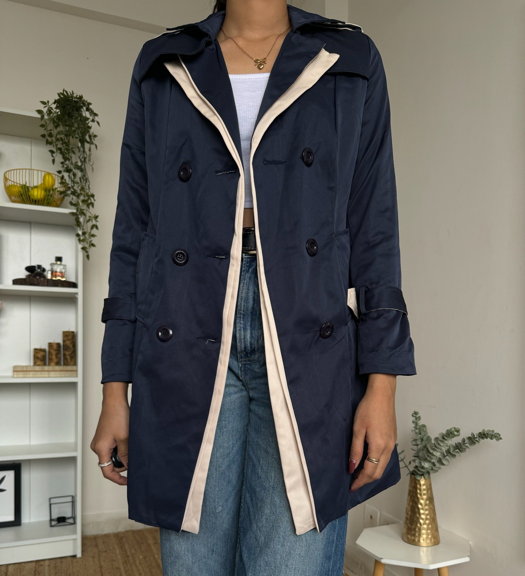 Navy Short Trench Coat