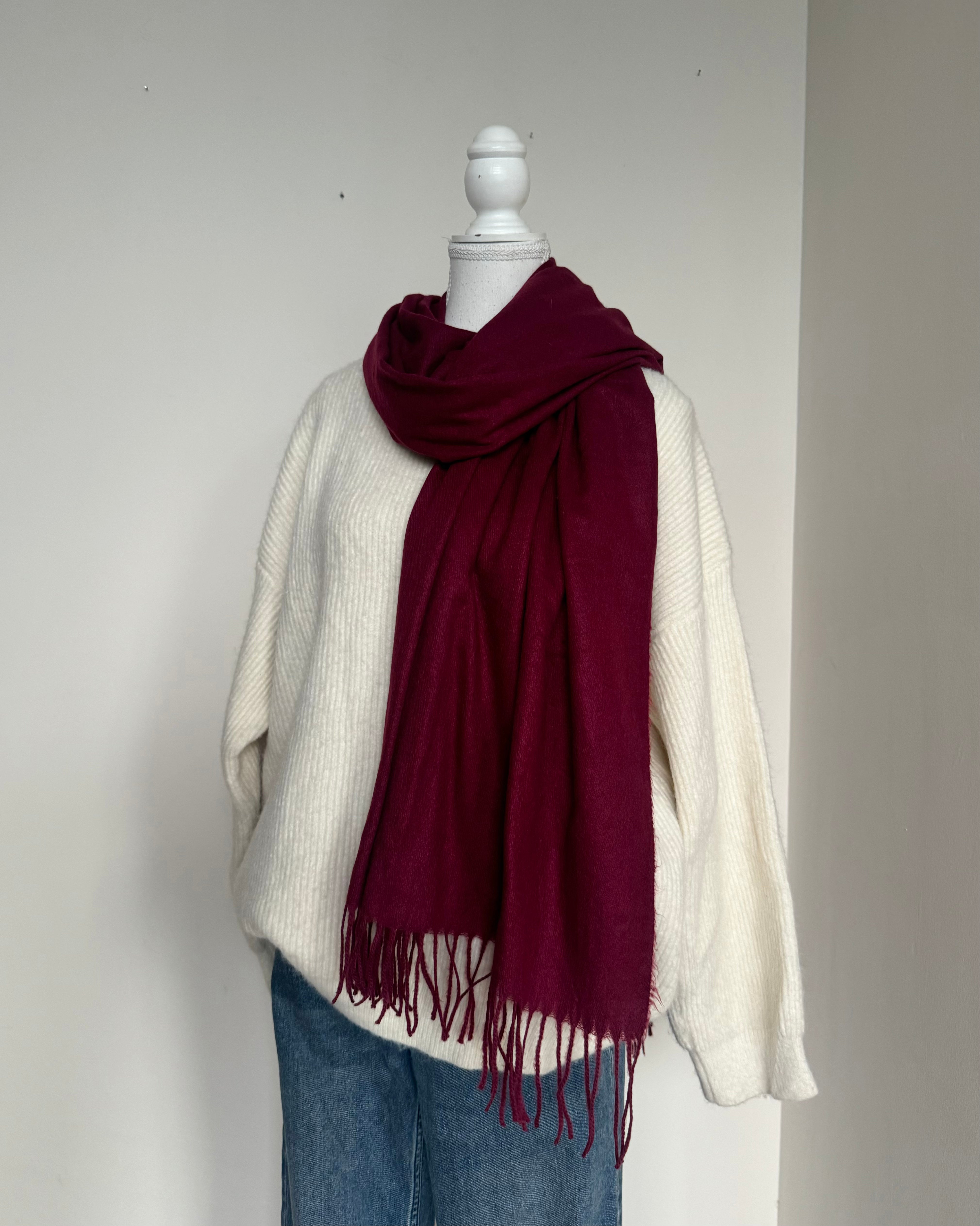 Wine Woollen Scarf - 03