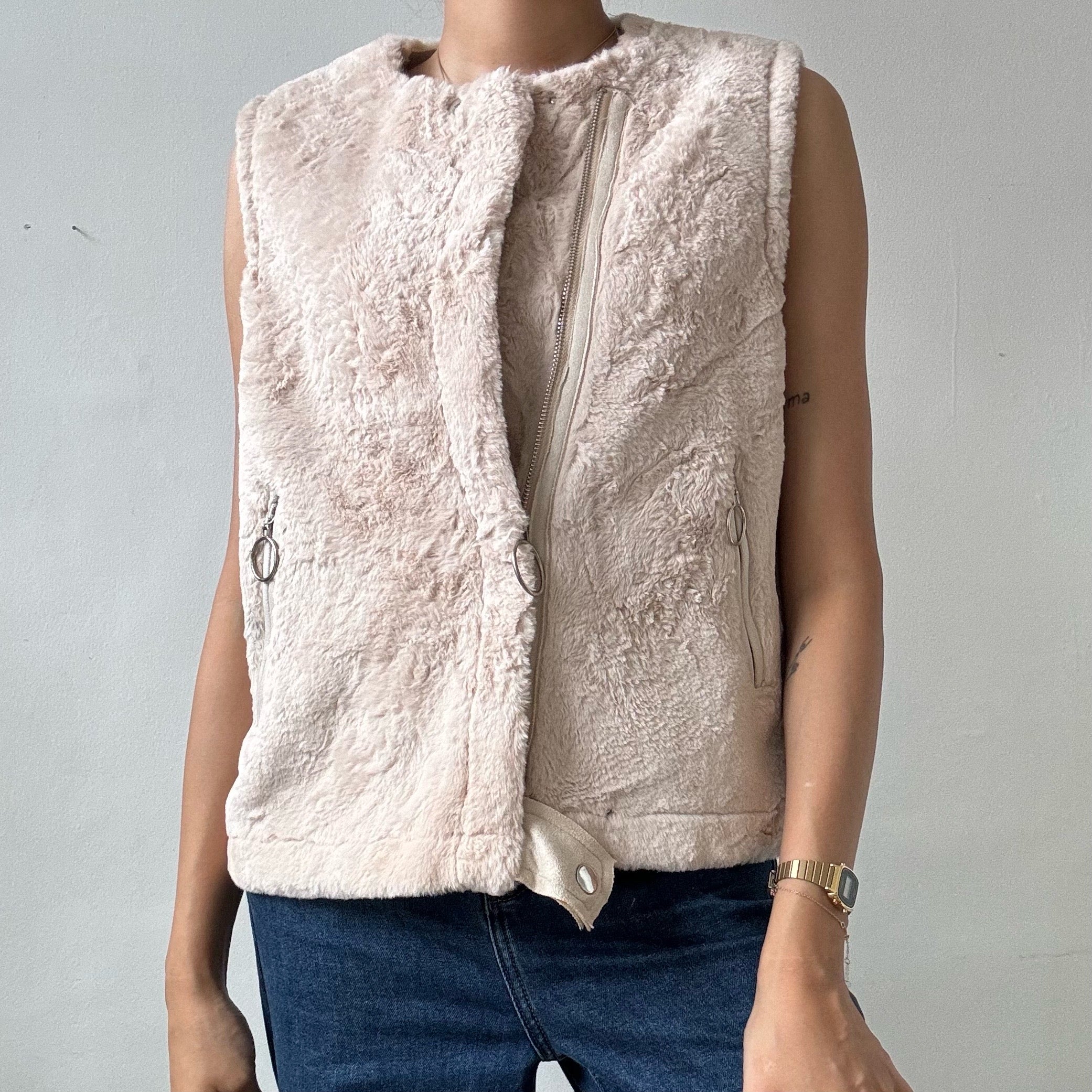 Cream Fur vest jacket