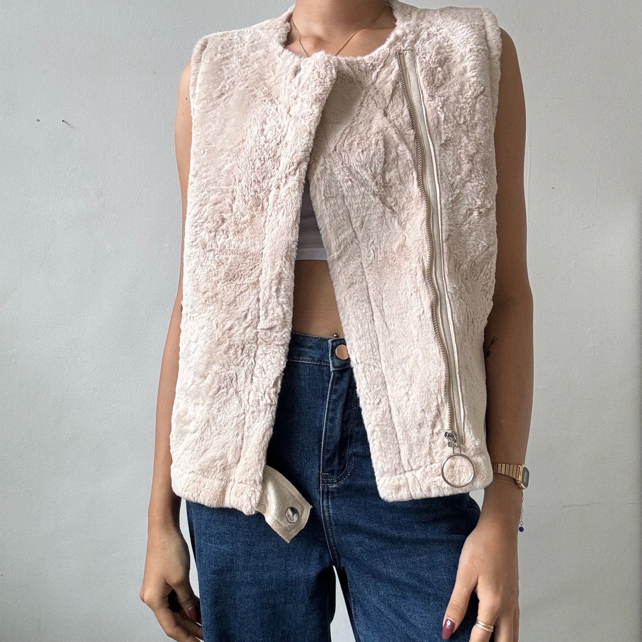 Cream Fur vest jacket