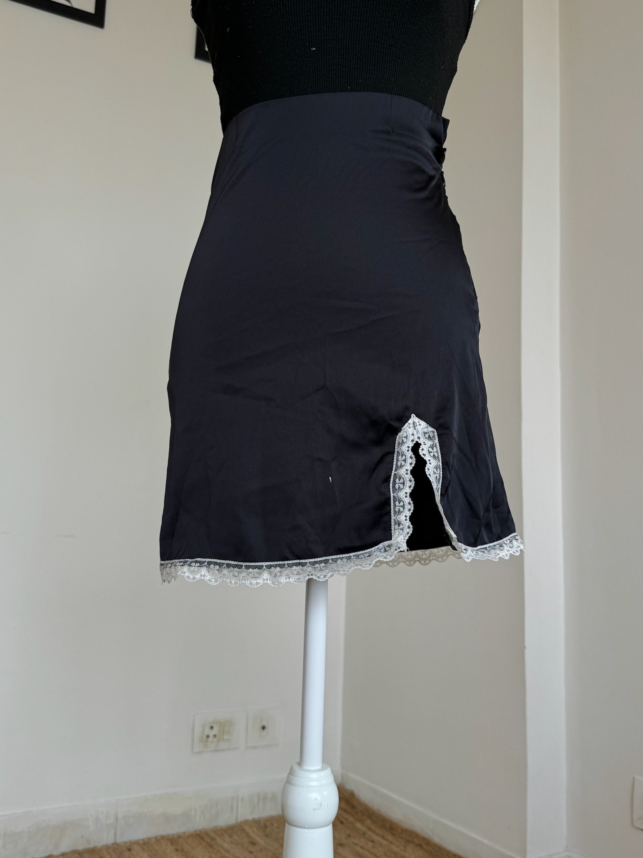 Black Satin Mini Skirt - 23/25