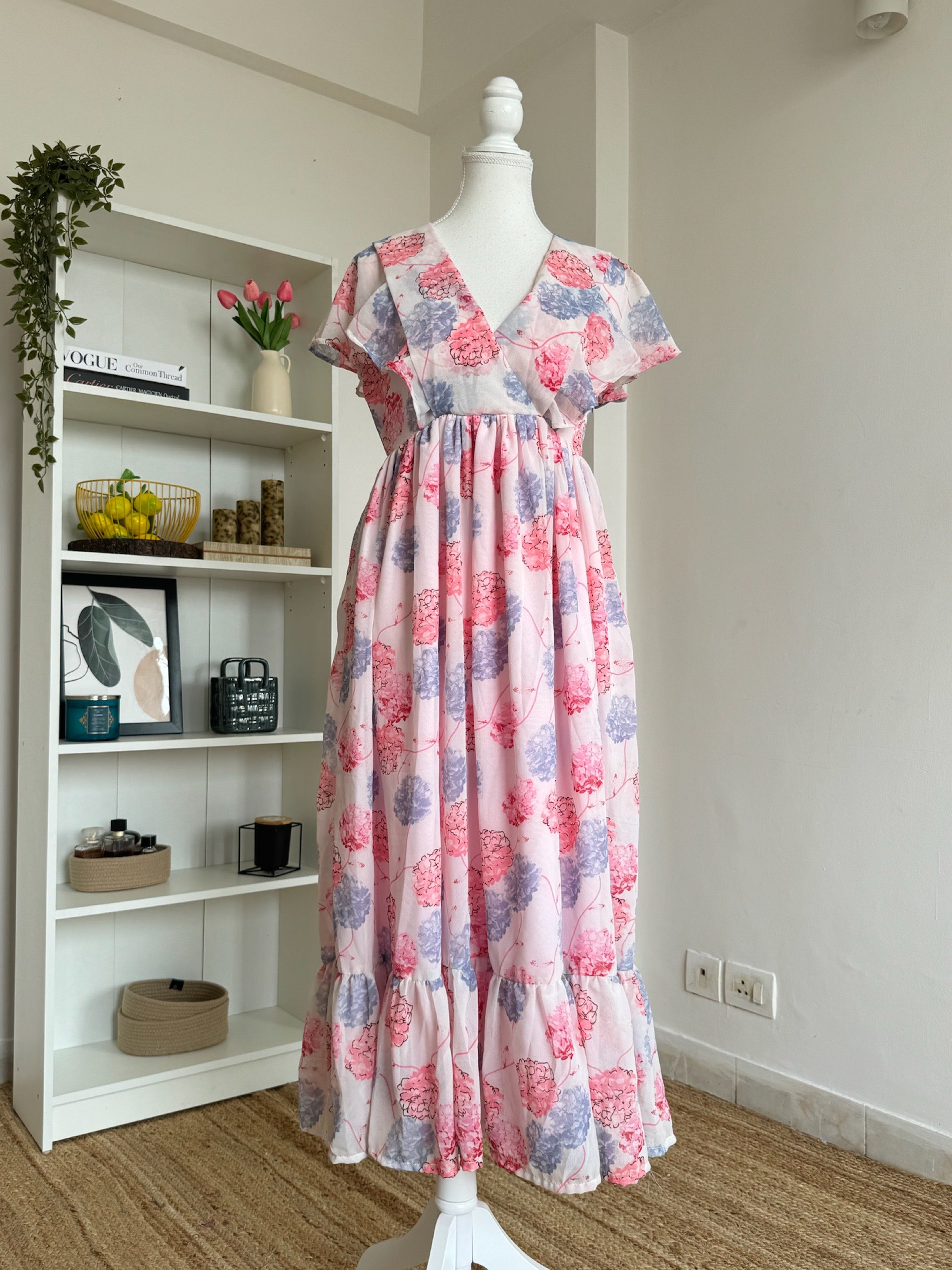 Pink Floral Long Dress