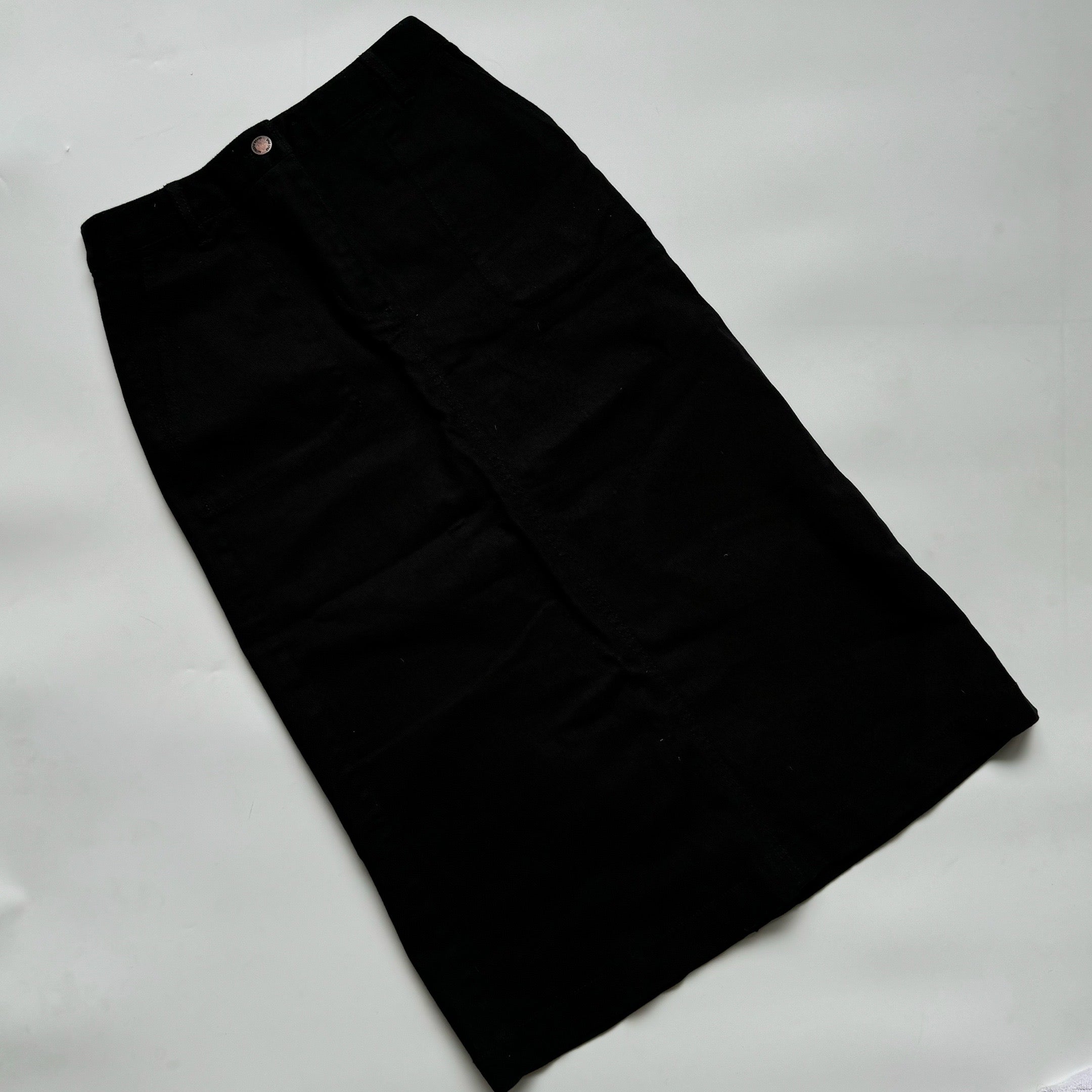 Black Long Denim Skirt - 24/25"