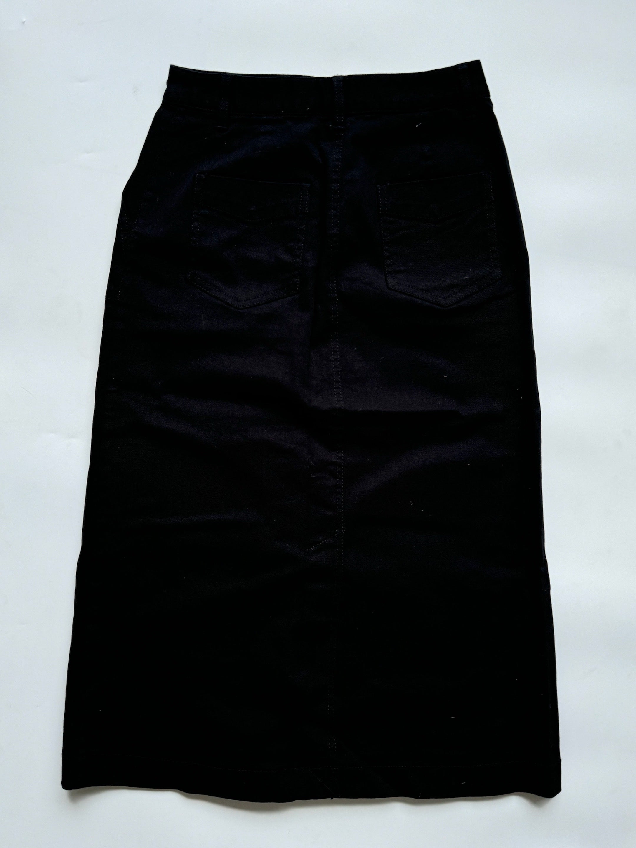 Black Long Denim Skirt - 24/25"