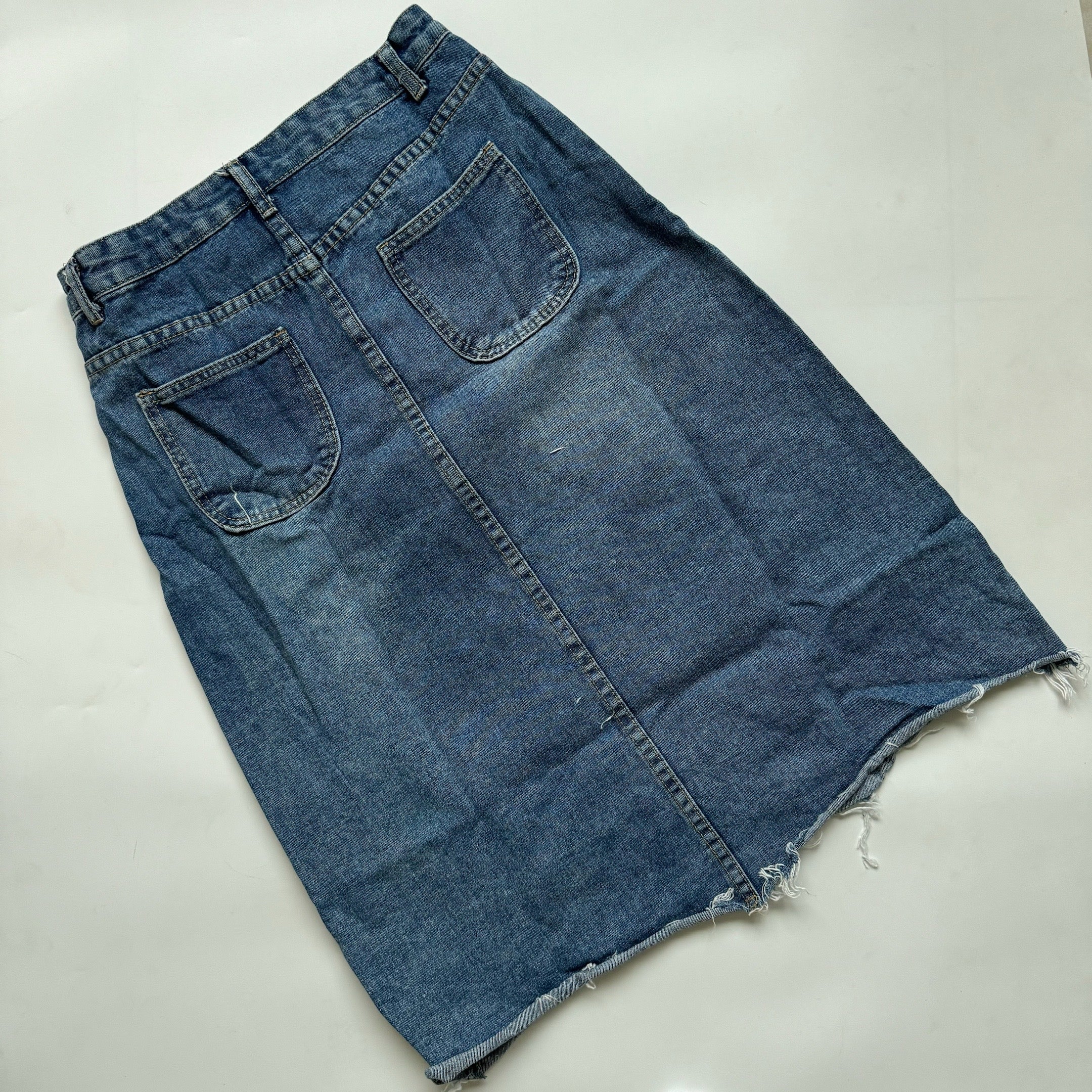 Medium Wash Long Denim Skirt - 28