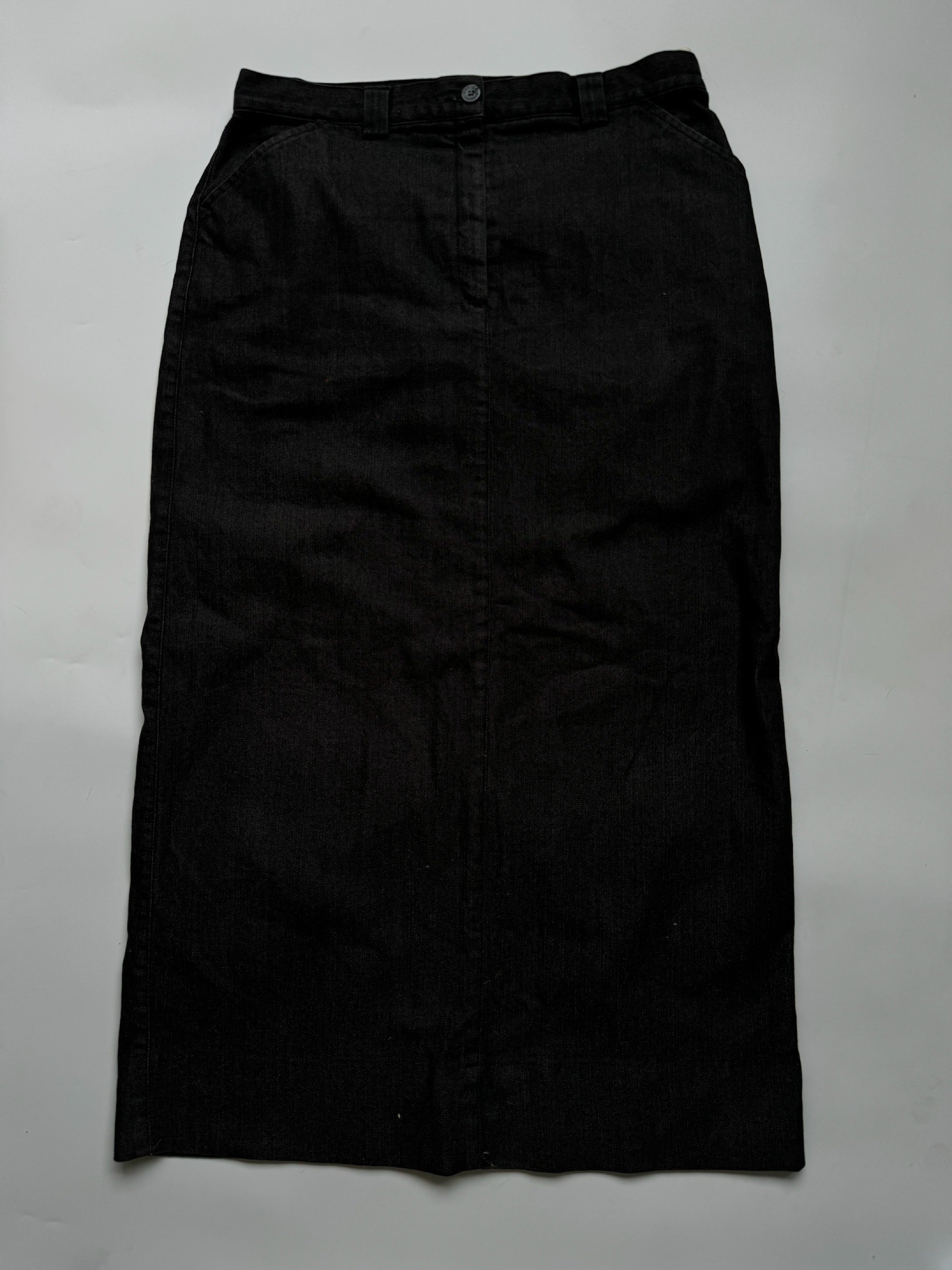 Charcoal Black Long Denim Skirt - 32"