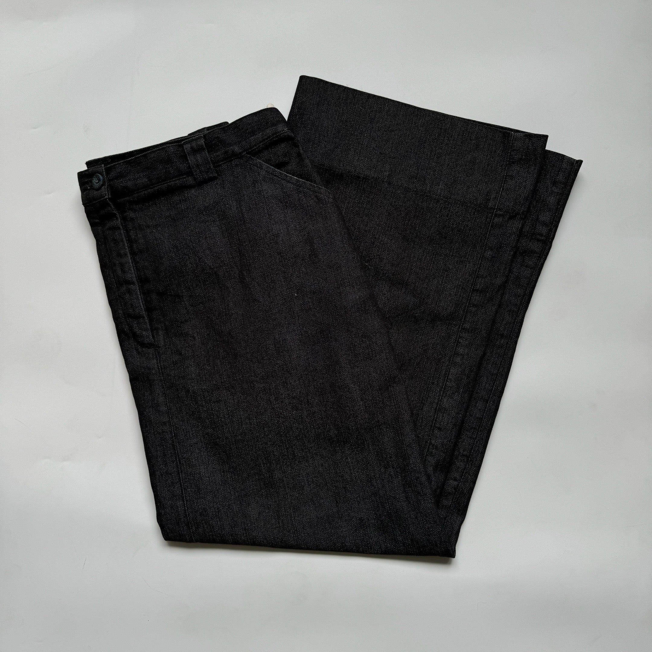 Charcoal Black Long Denim Skirt - 32"