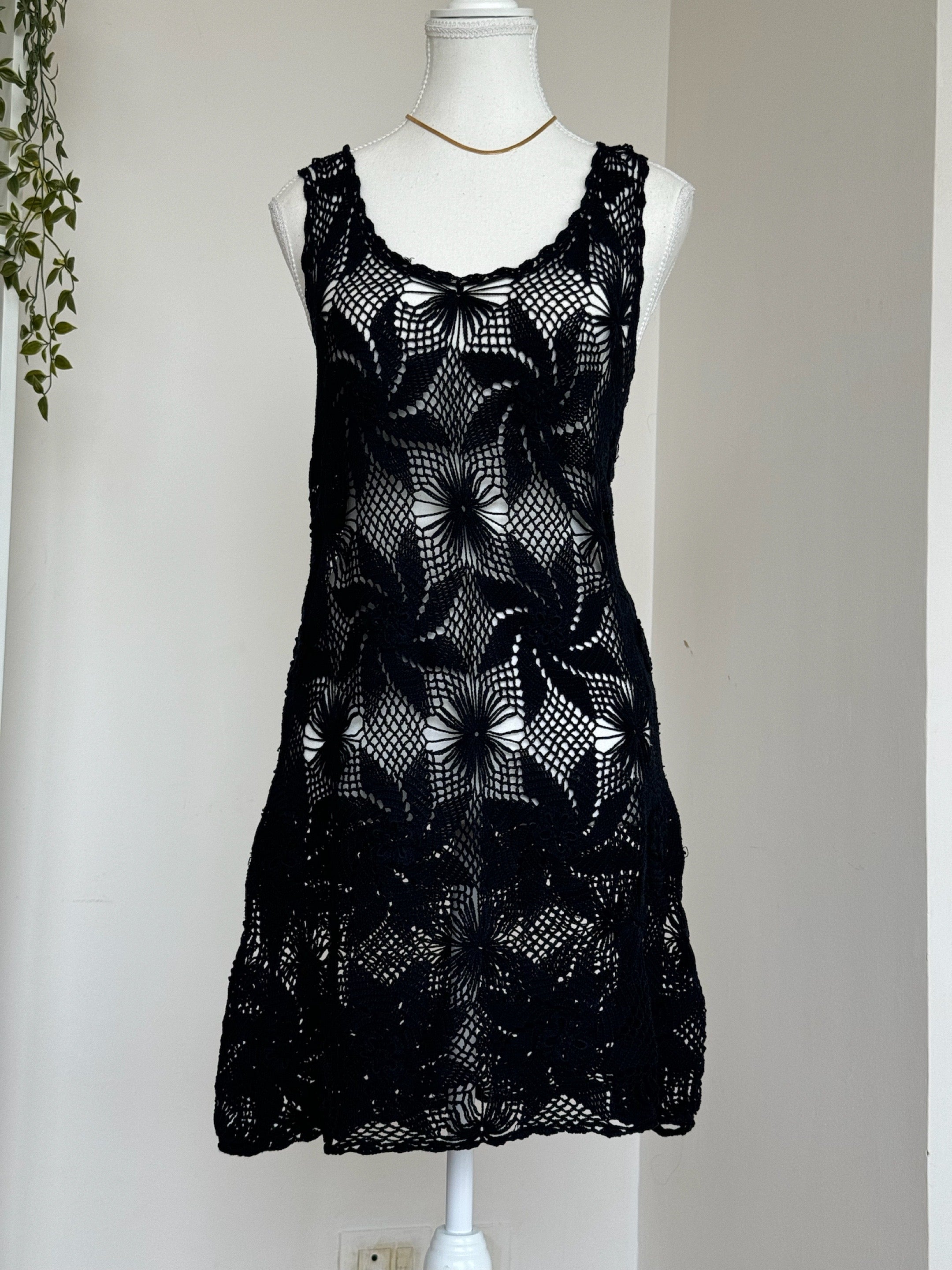 Black sheer Crochet Dress