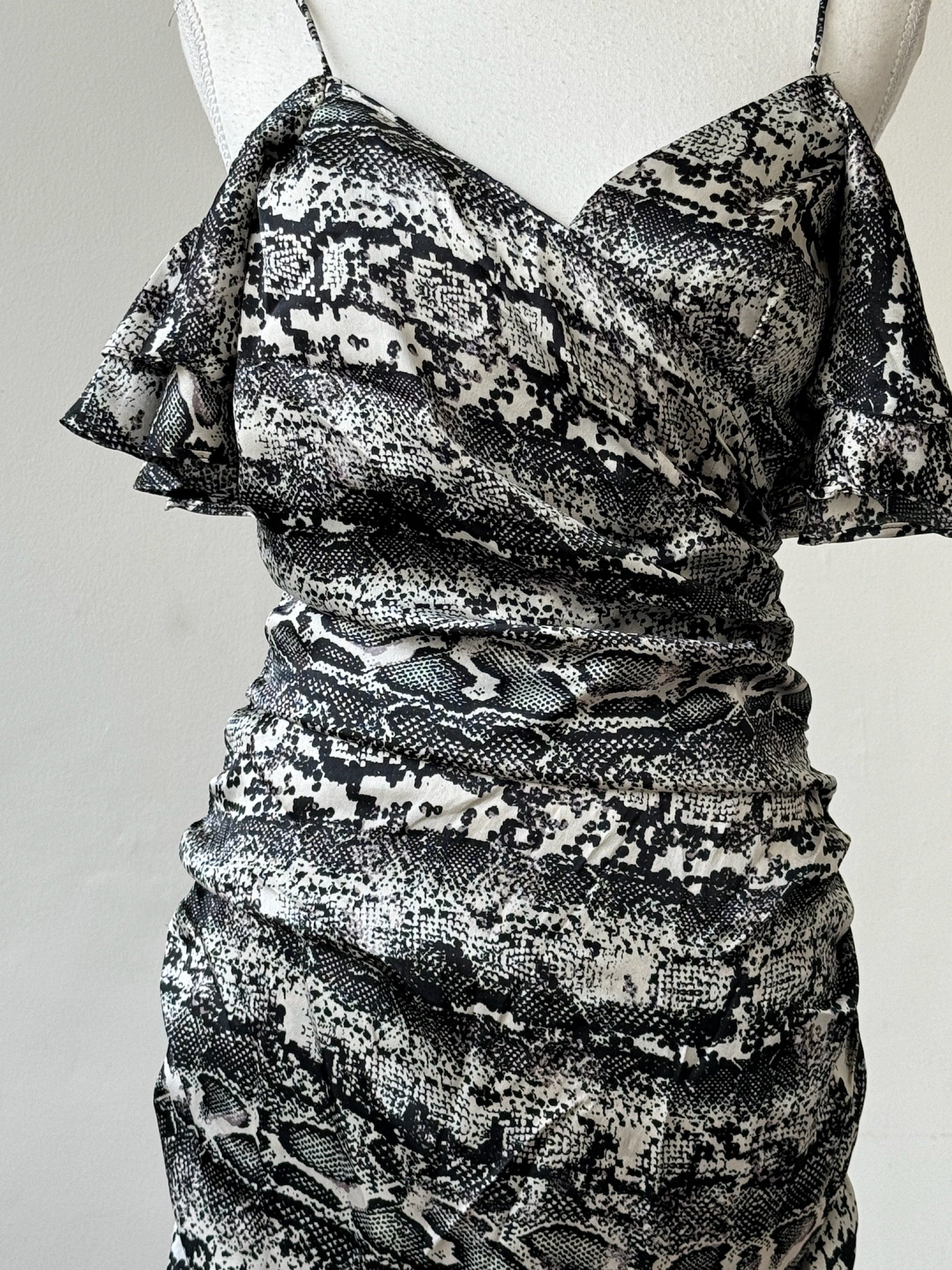 Snake Skin Printed Off-Shoulder Dress