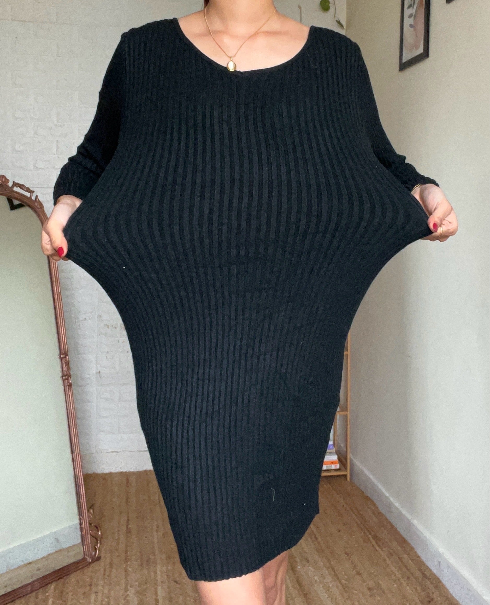 Black Ribbed Bodycon Dress 07