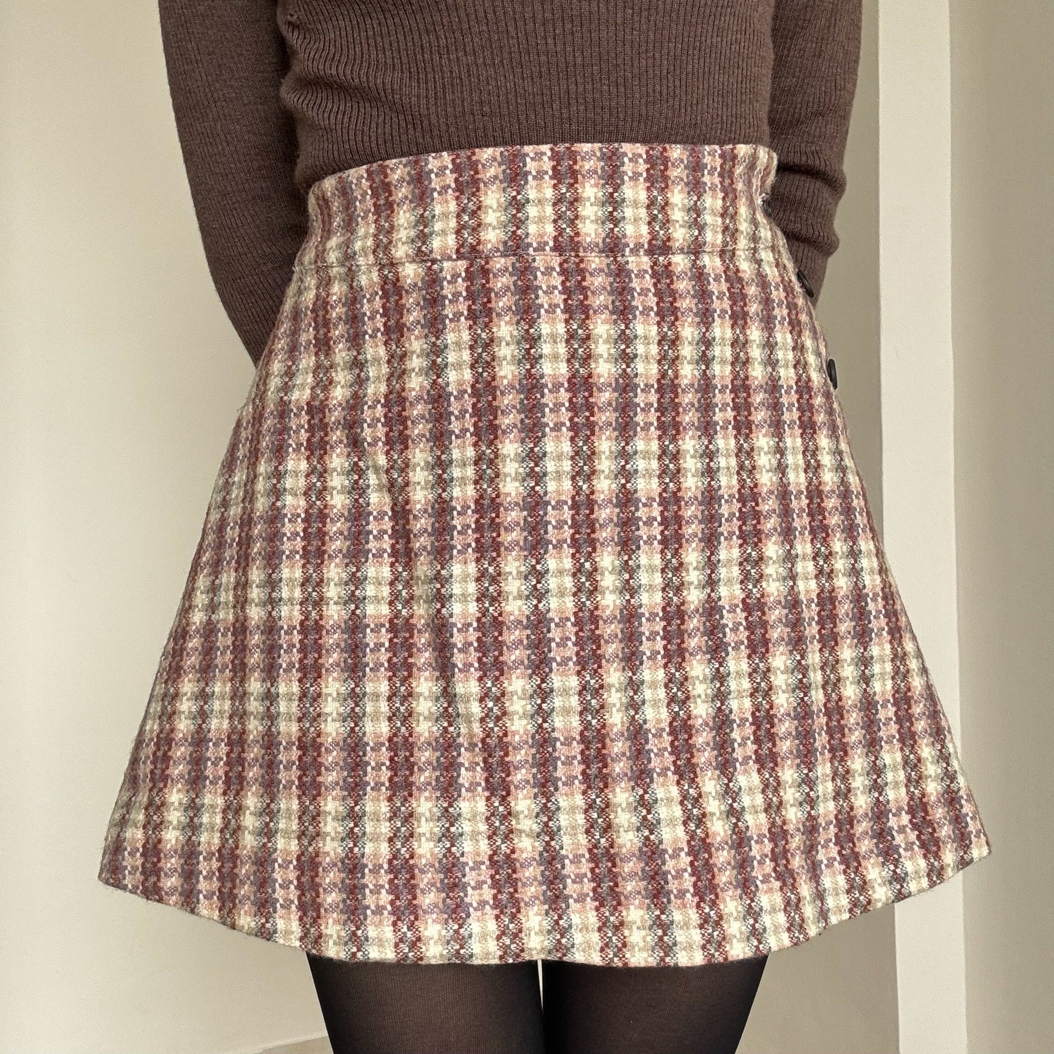 Checkered Tweed Skirt - 23,25