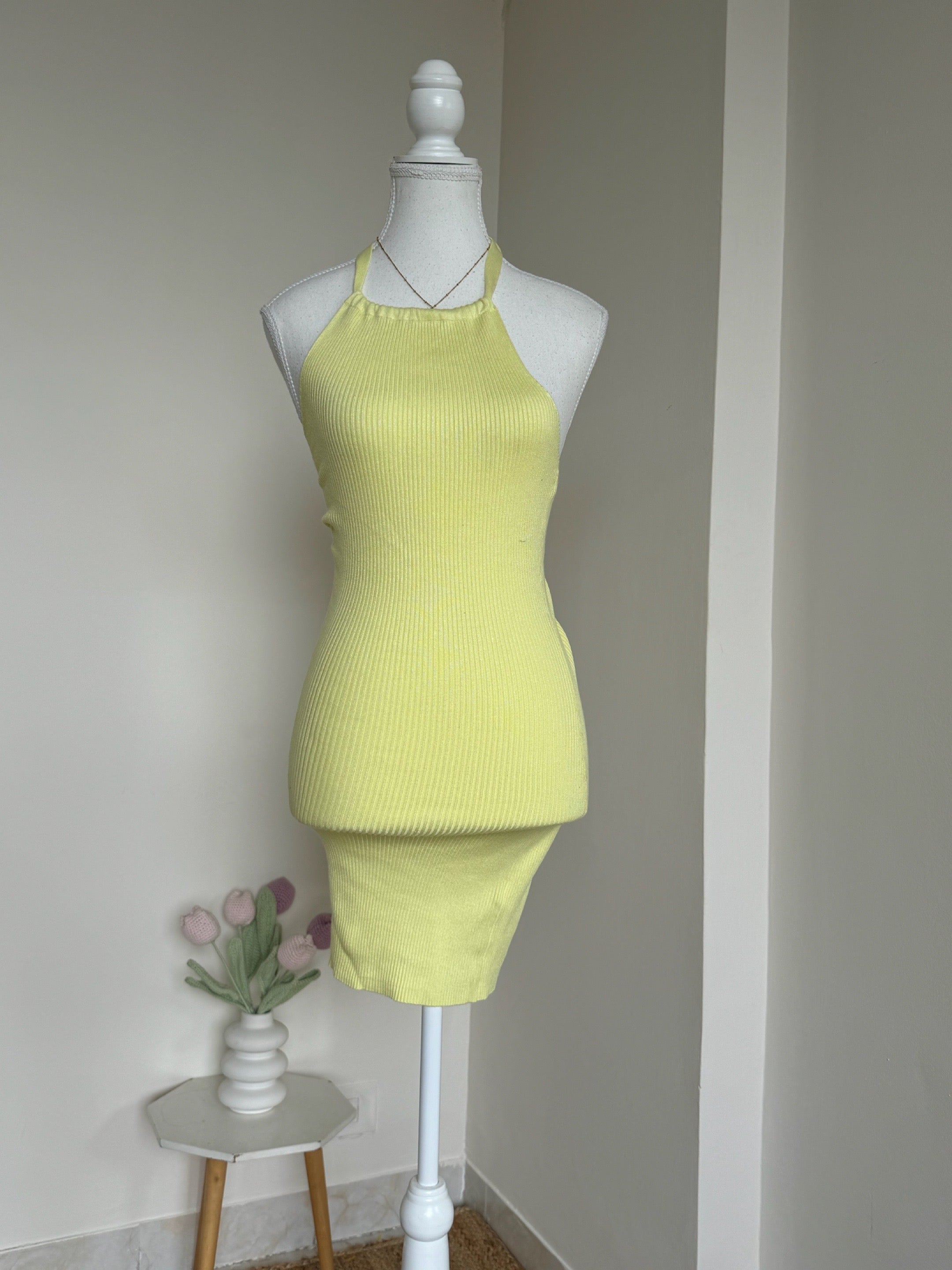 Yellow Halter Bodycon Dress - F21