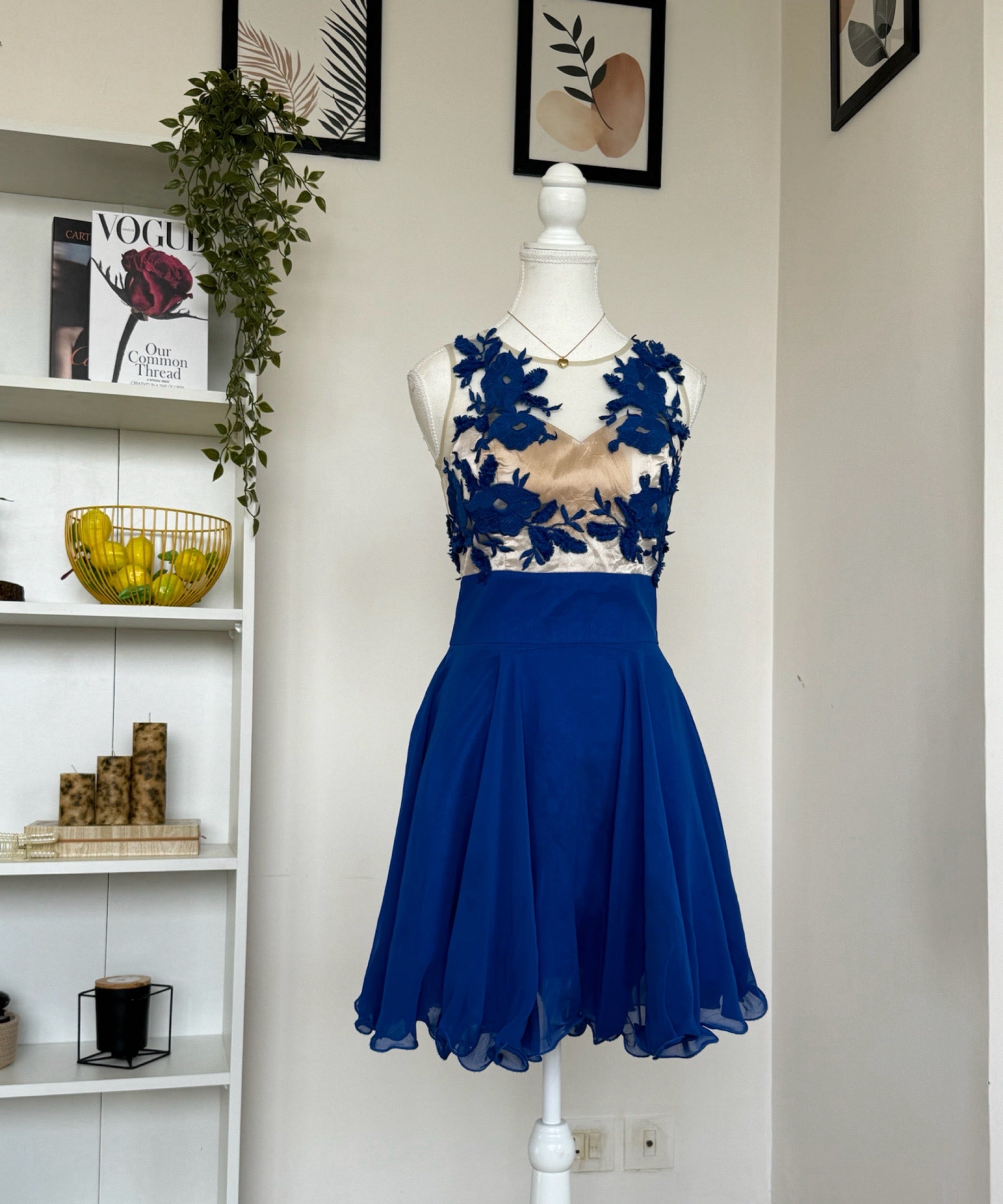 Blue Lacy Paded Dress