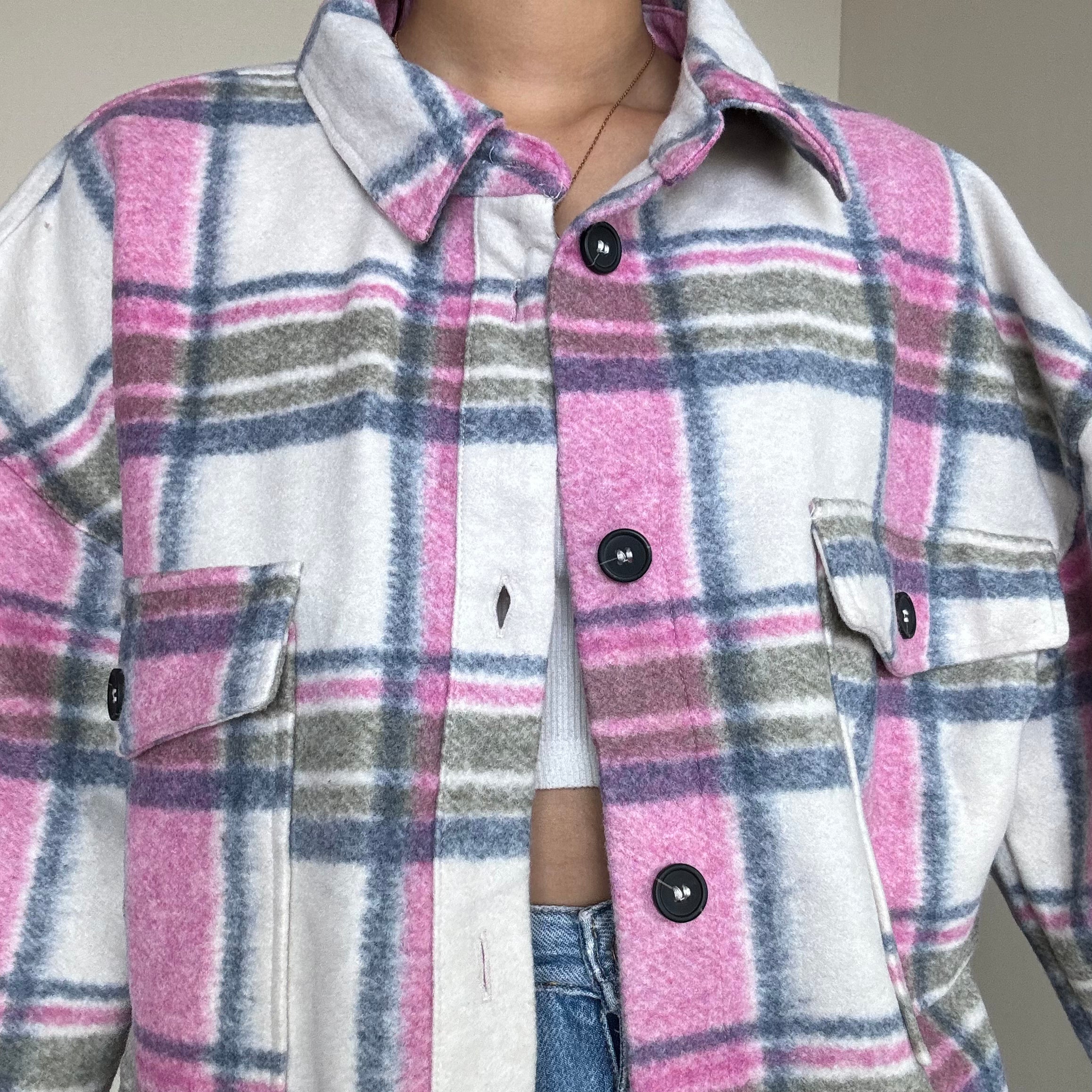 Pink-White Checkered Shacket