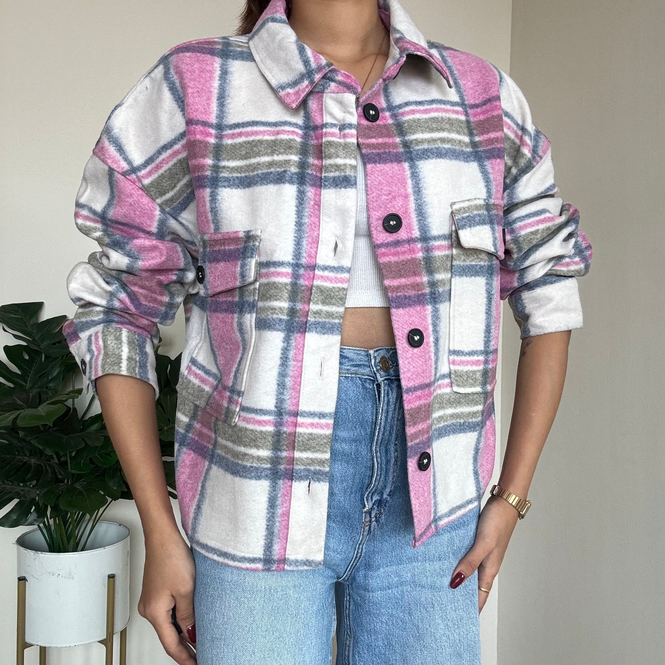 Pink-White Checkered Shacket