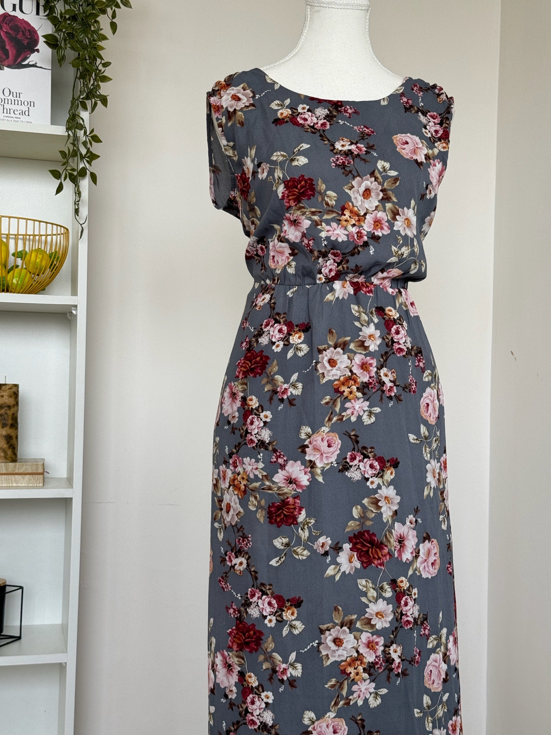 Grey Floral Maxi Dress