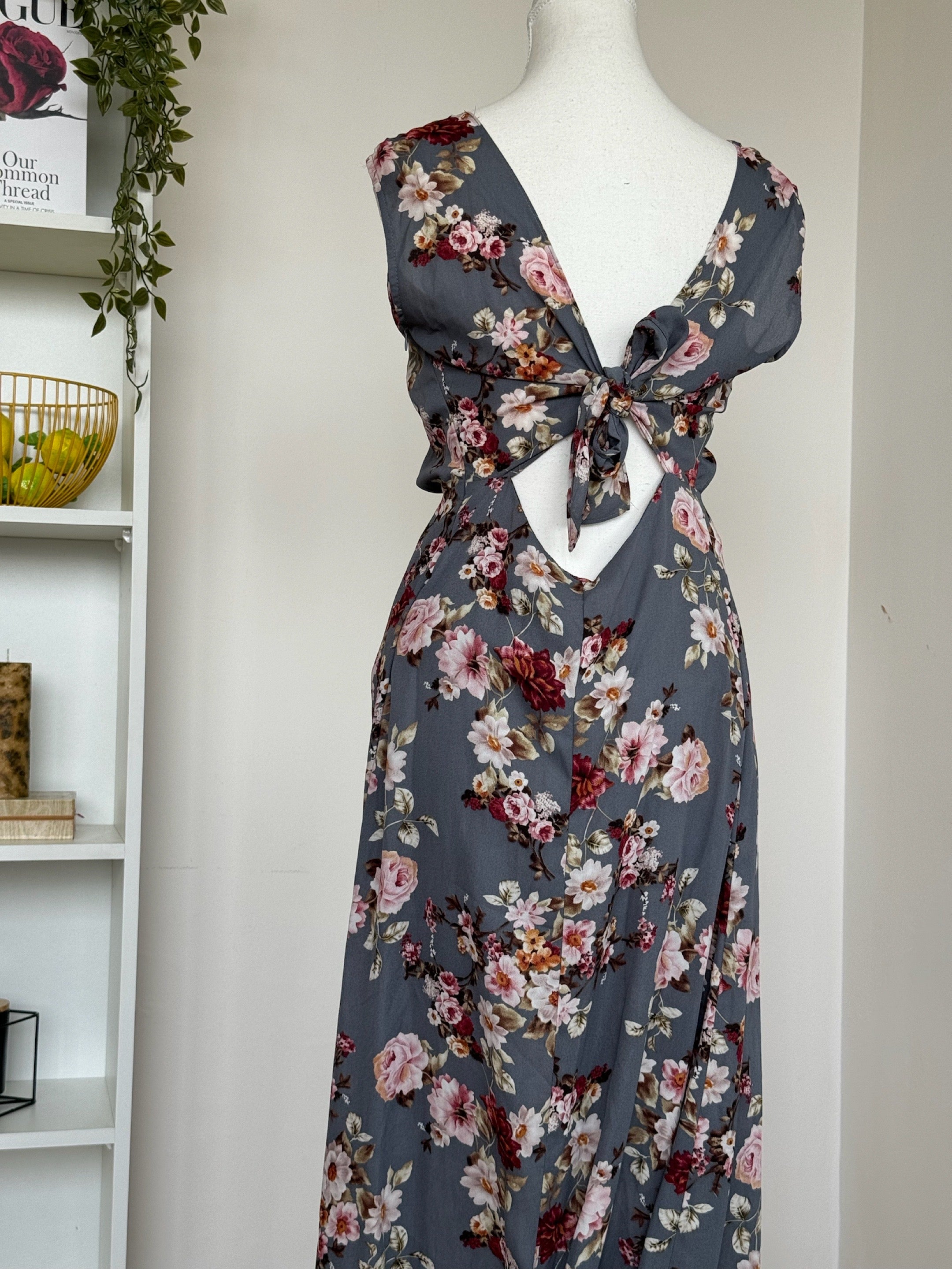 Grey Floral Maxi Dress