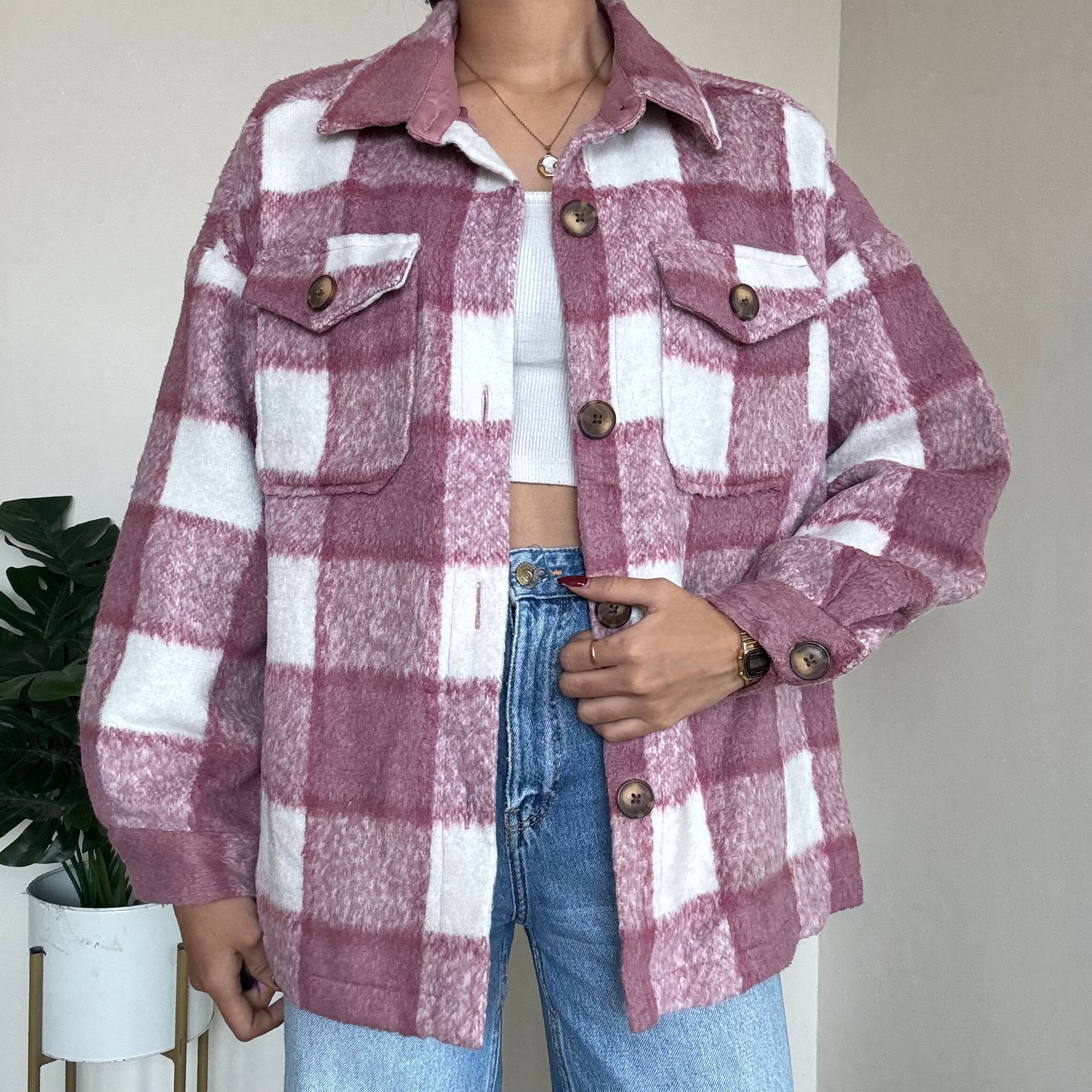 Mauve Checkered Shacket