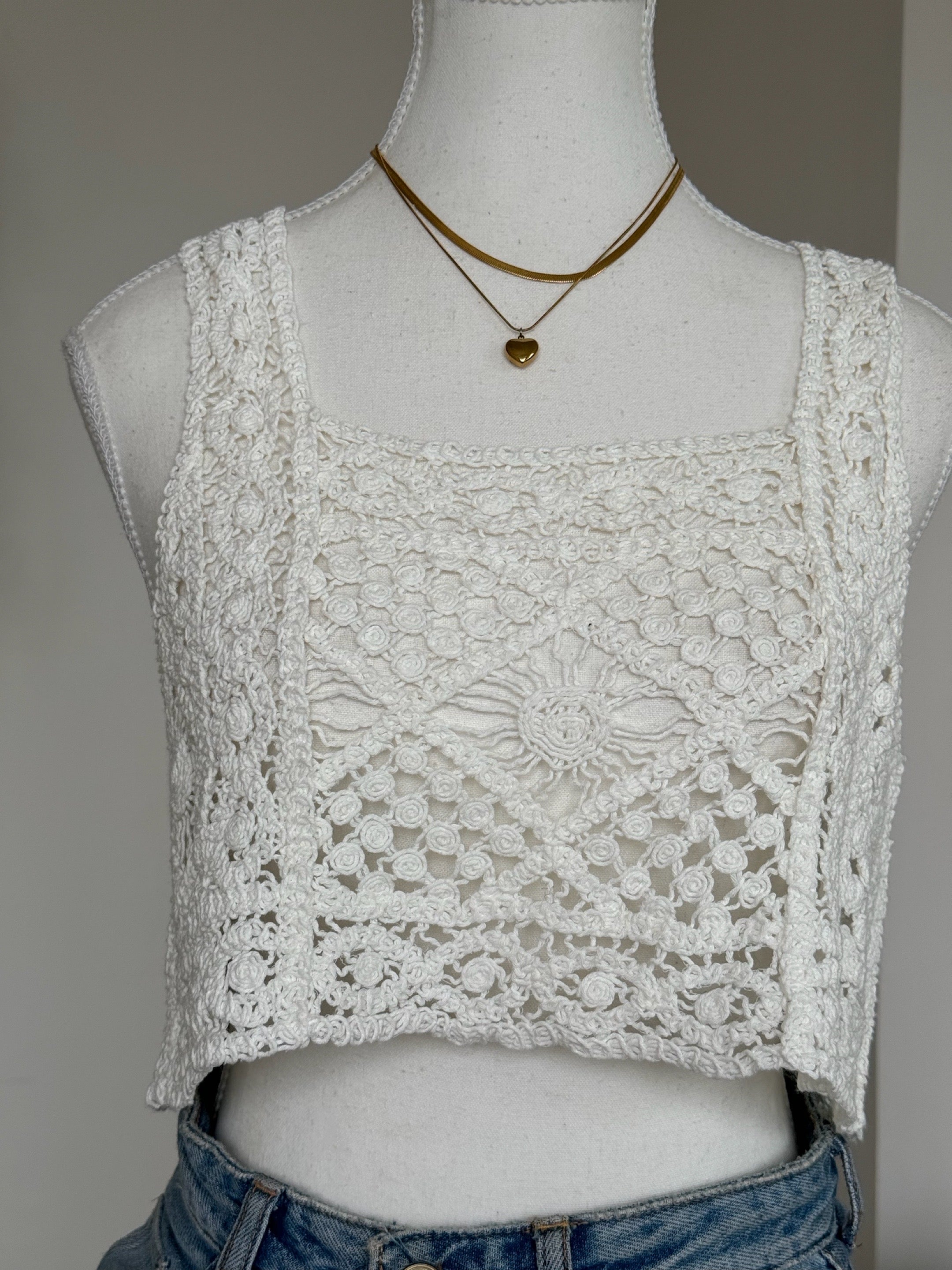 White Knit Crop Top