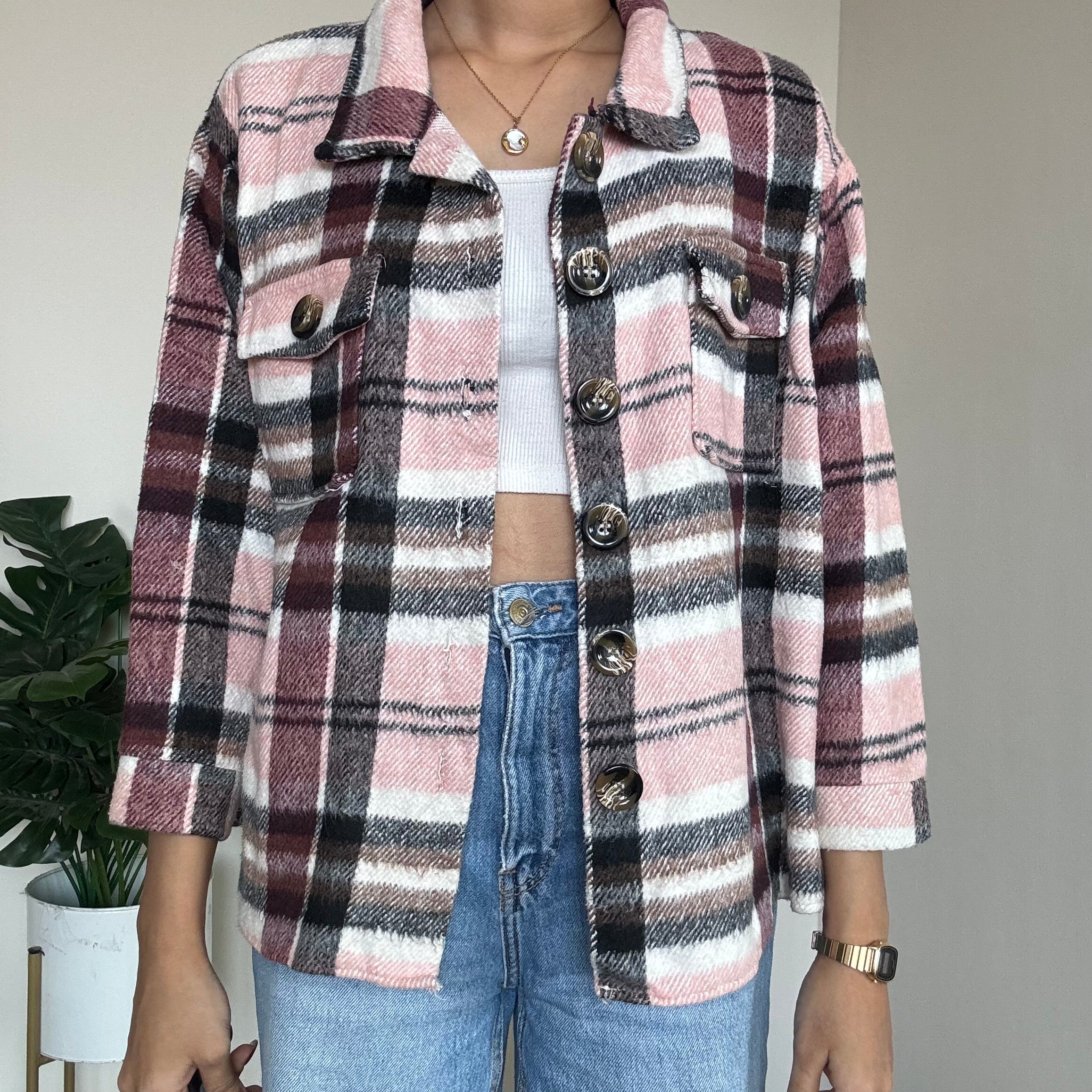 Pink-Black Checkered Shacket