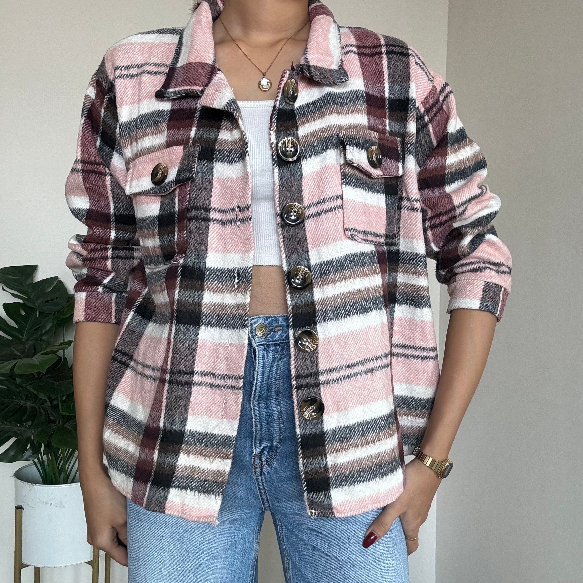 Pink-Black Checkered Shacket