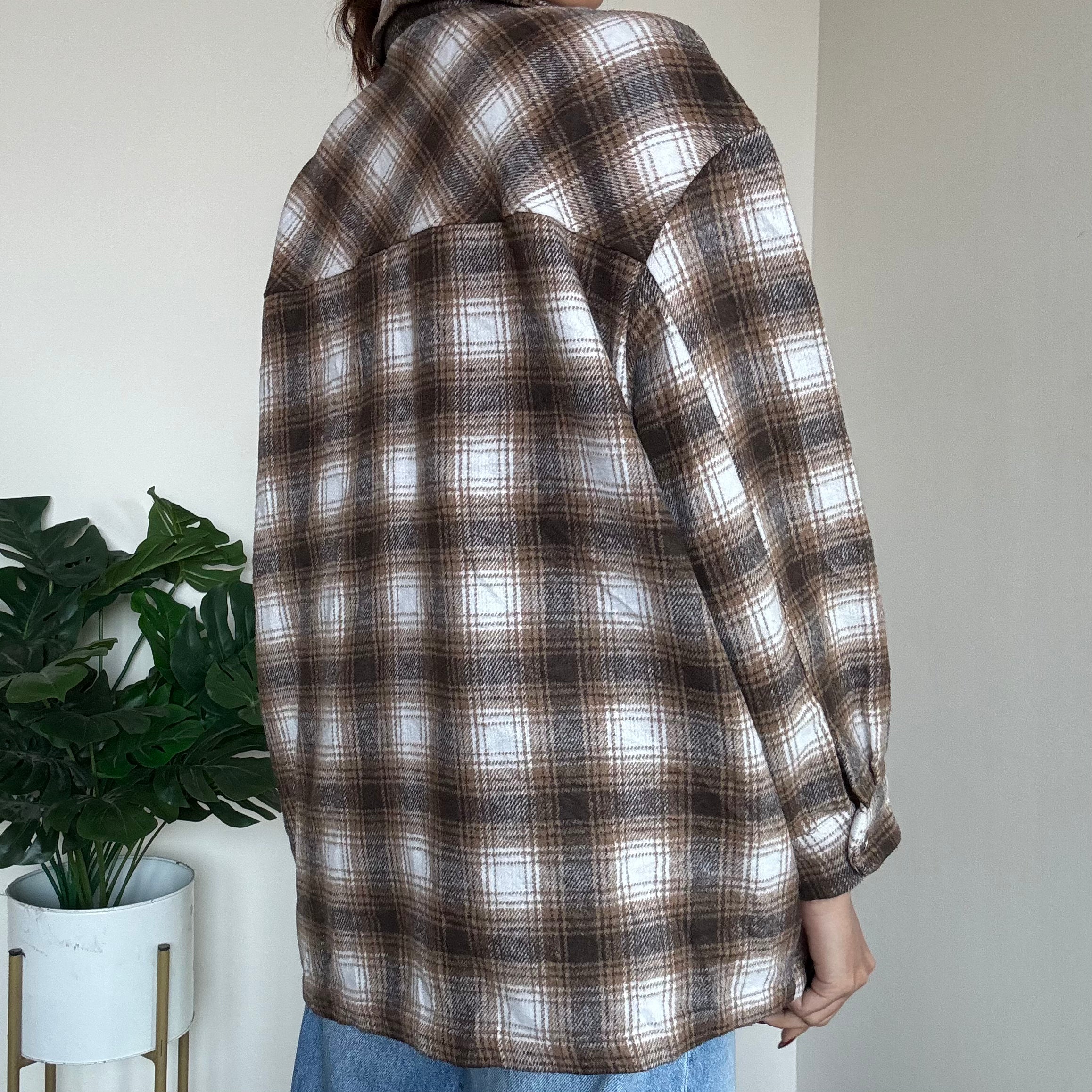 Brown Checkered Shacket - J