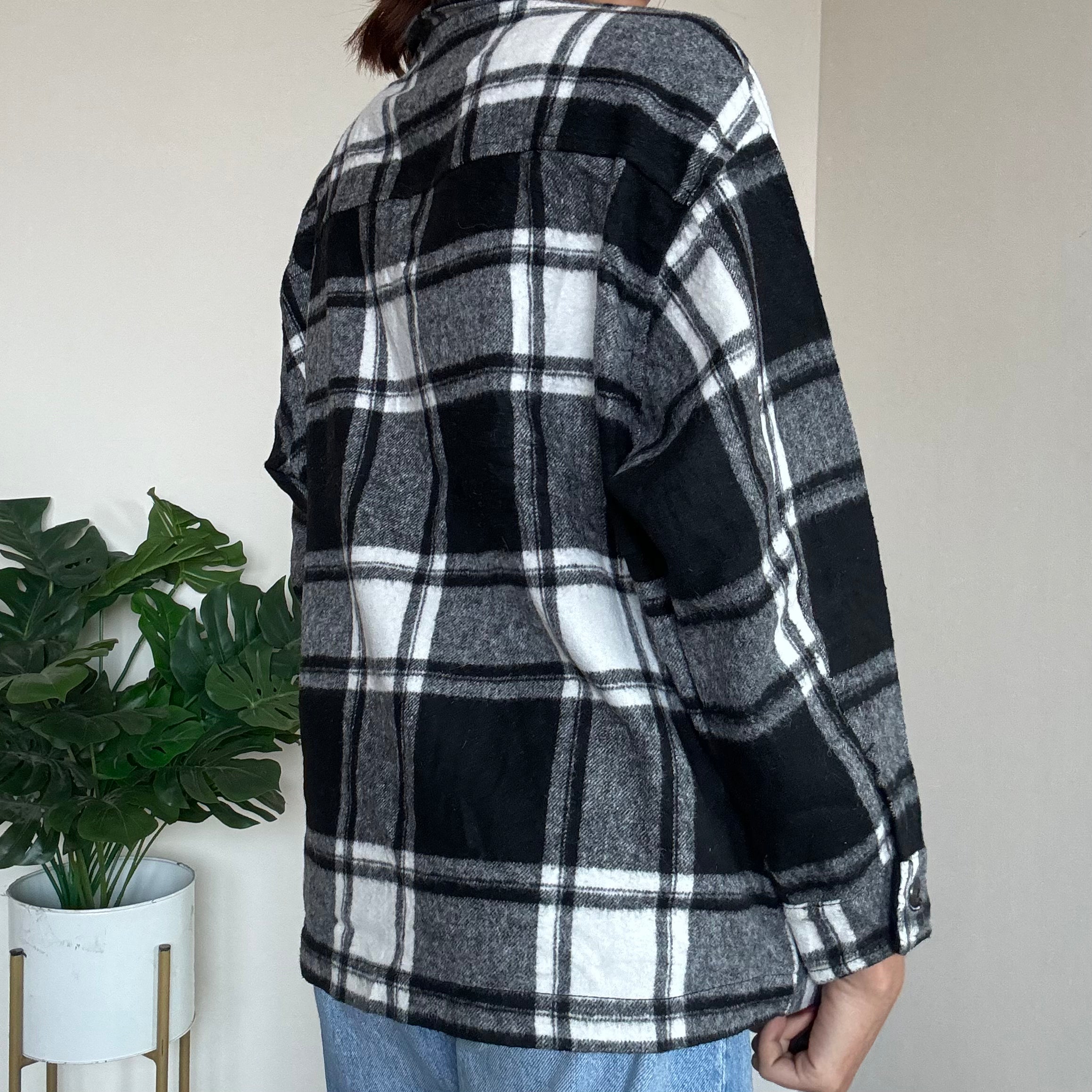 ZARA Black Checkered Shacket