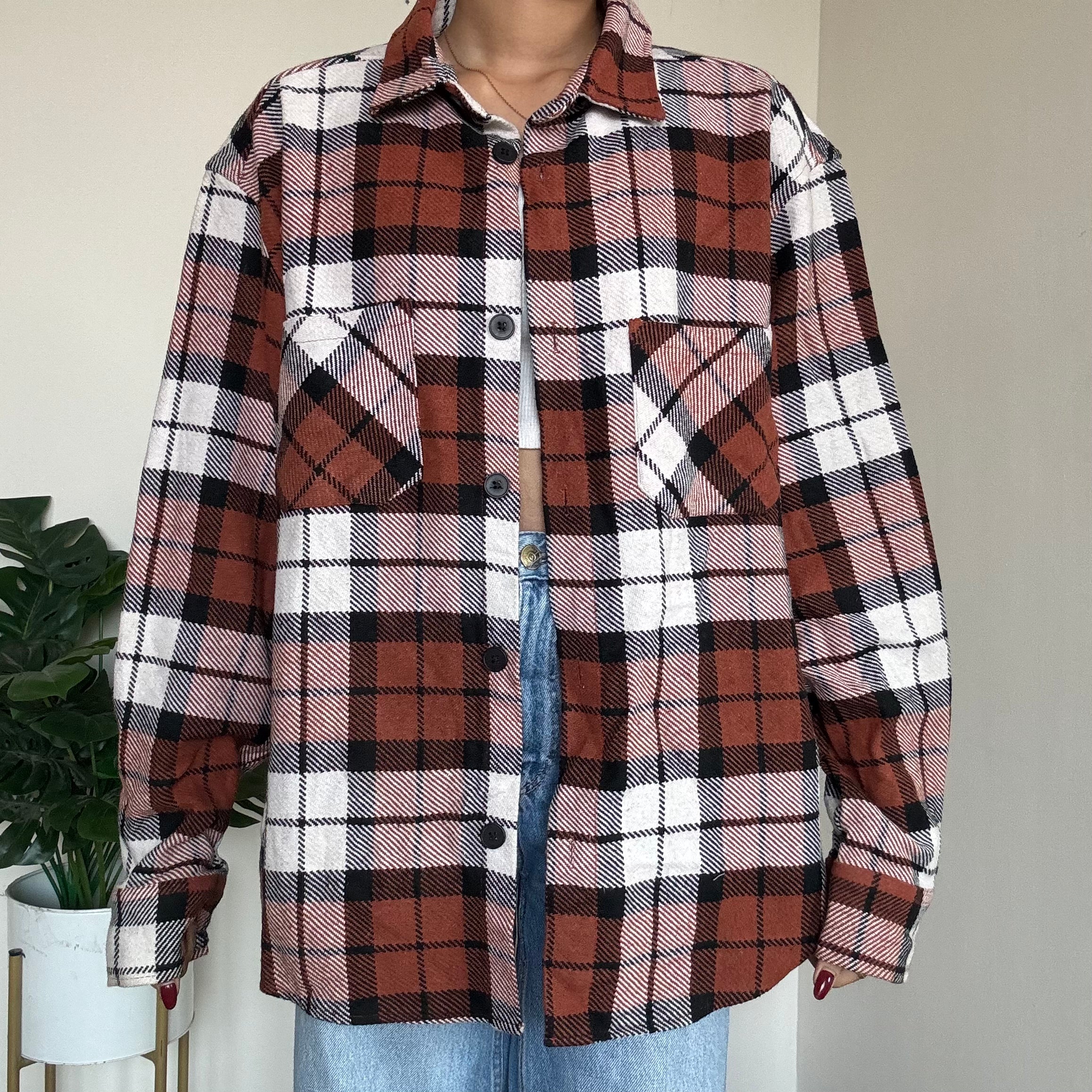 Rust Checkered Shacket - P