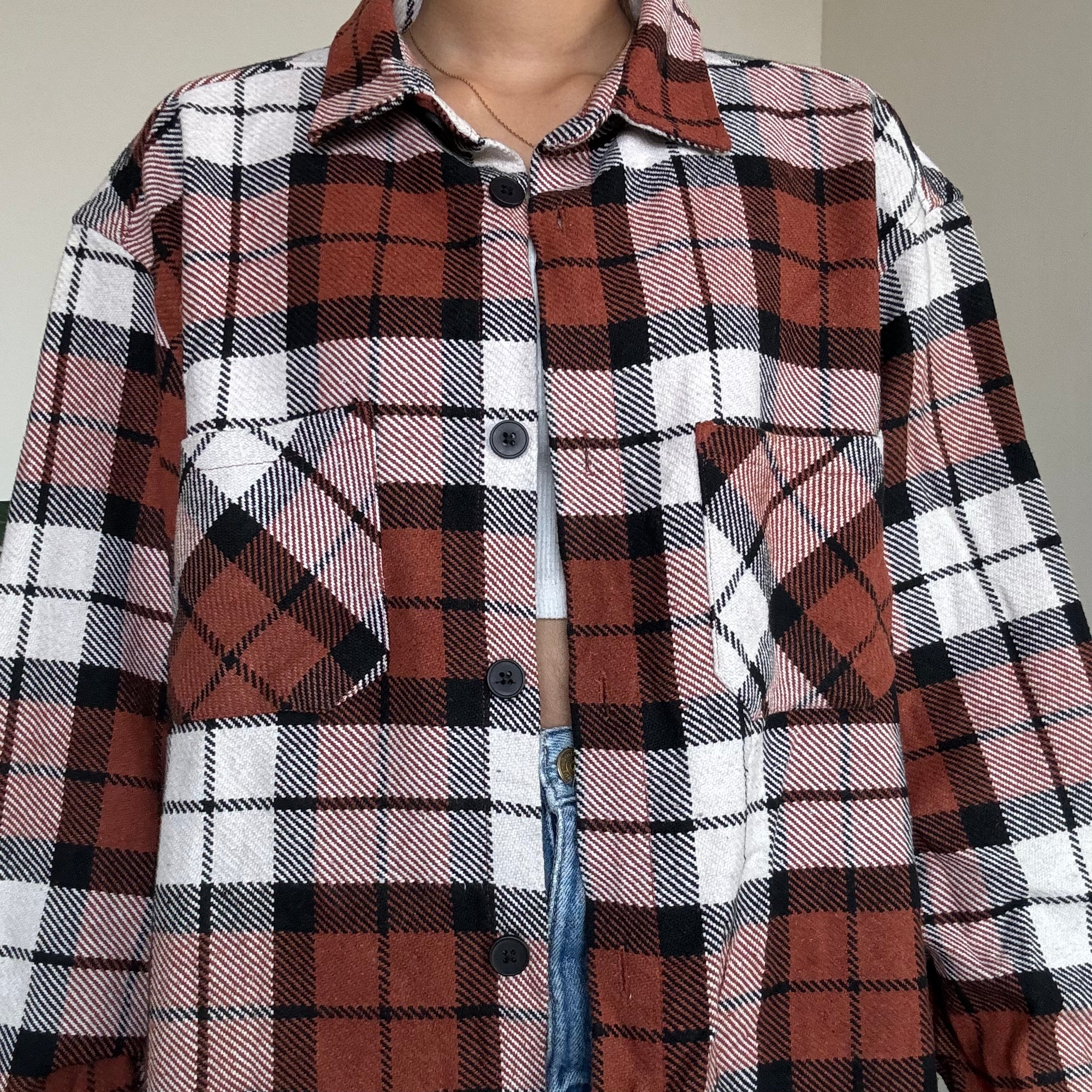 Rust Checkered Shacket - P