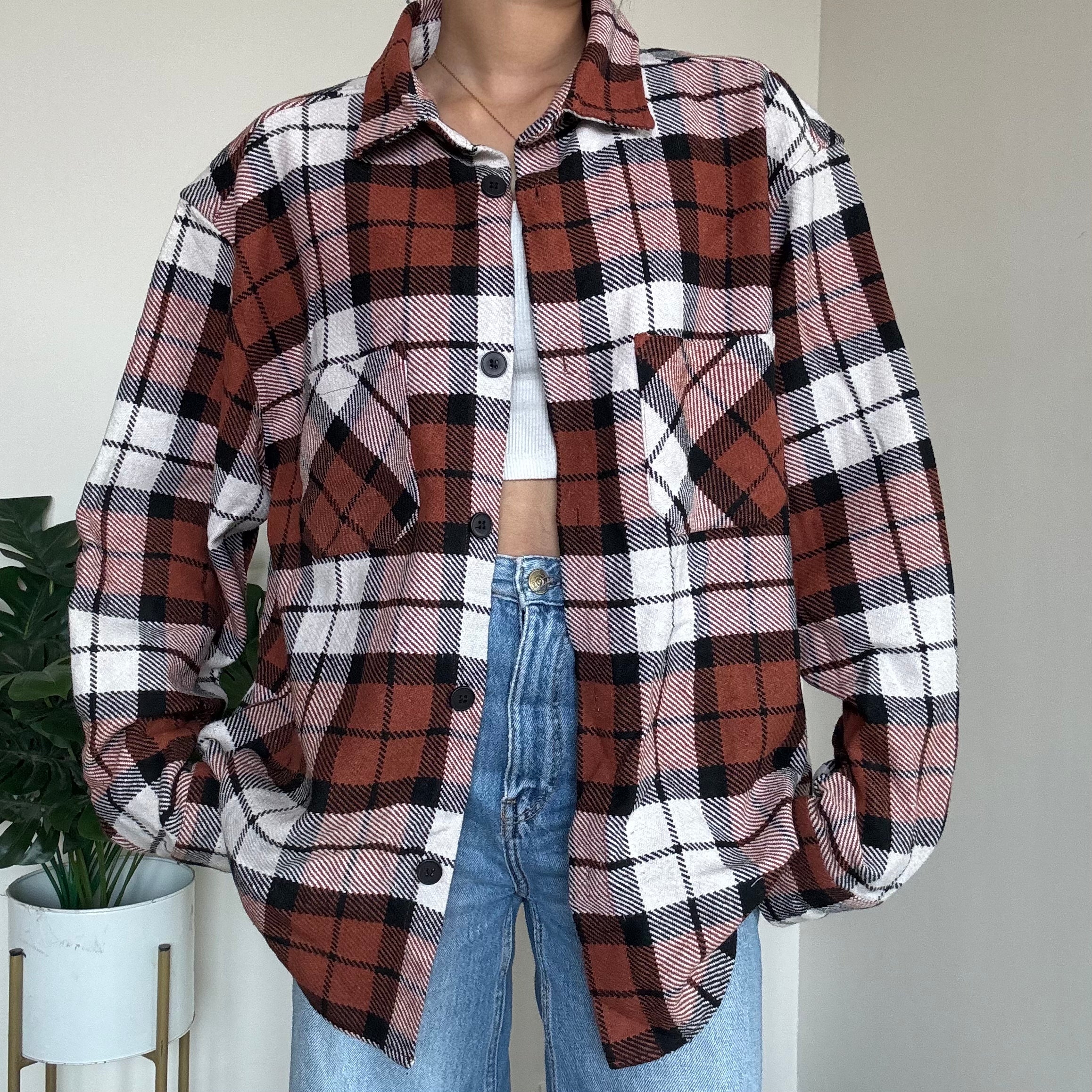 Rust Checkered Shacket - P