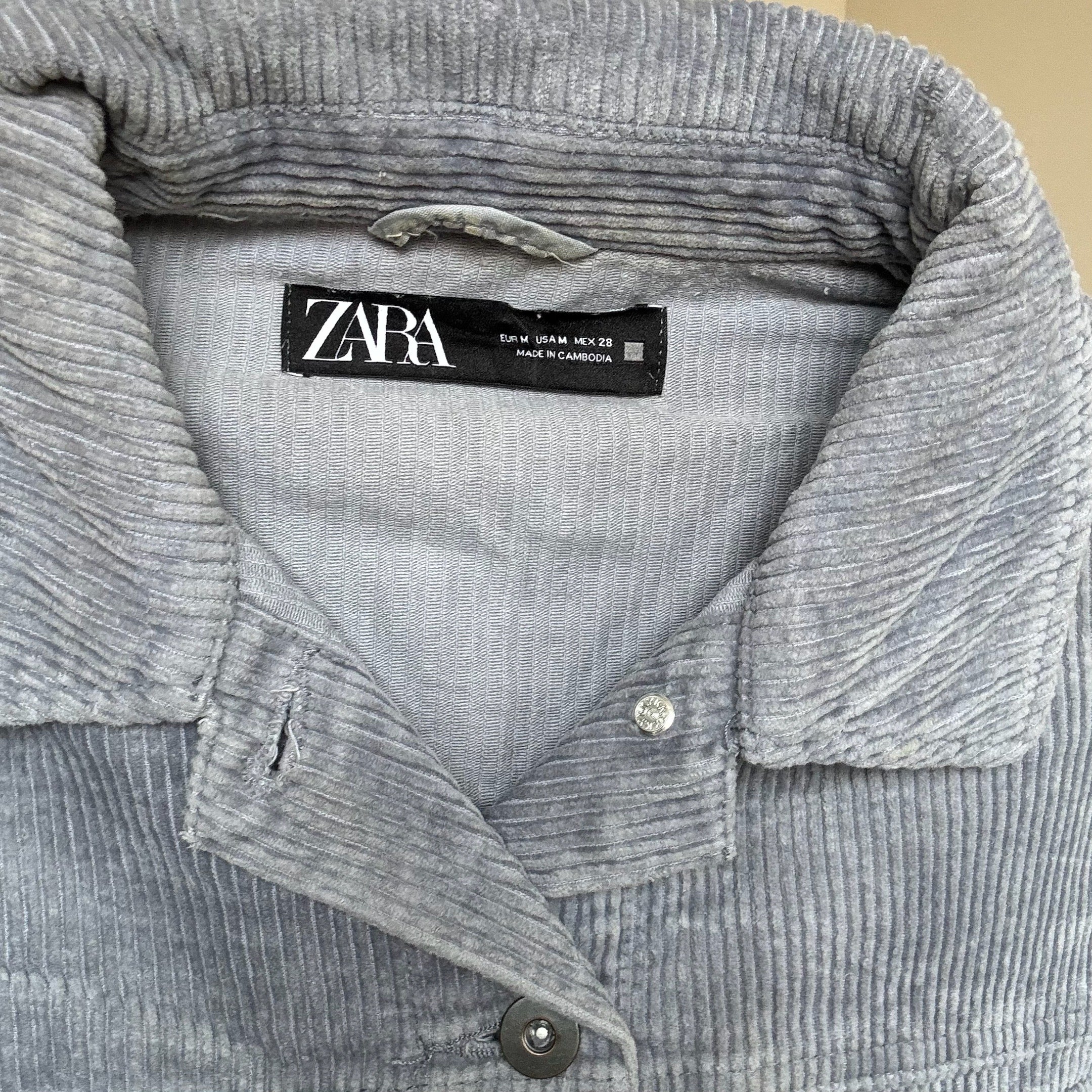 Grey-Blue Corduroy Jacket - ZARA