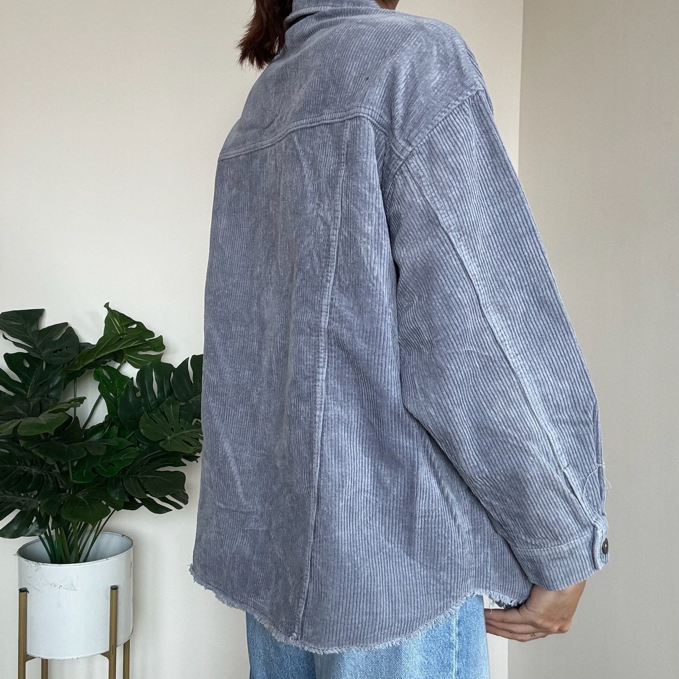 Grey-Blue Corduroy Jacket - ZARA