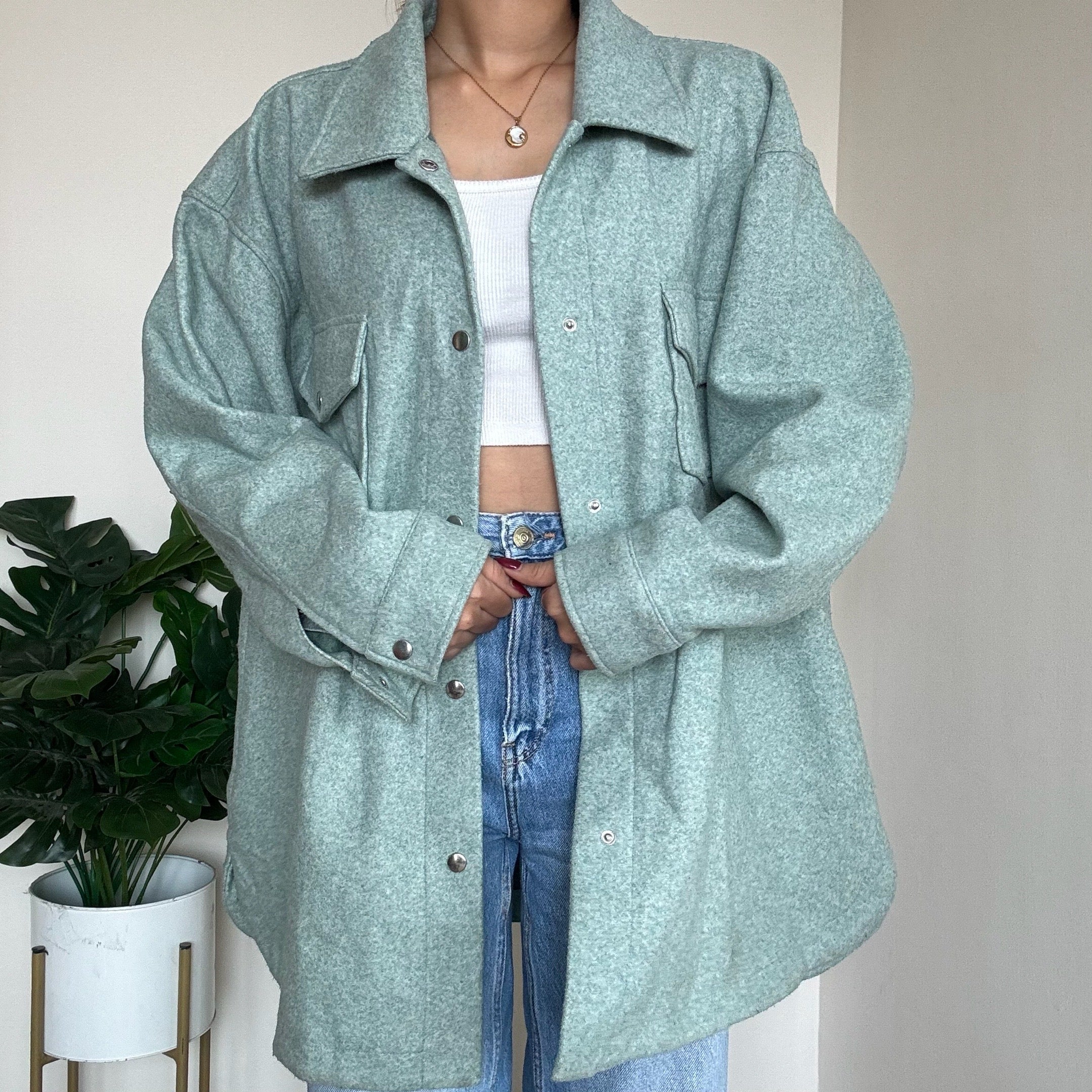 Mint Green Woollen Jacket - Primark (Heavy)