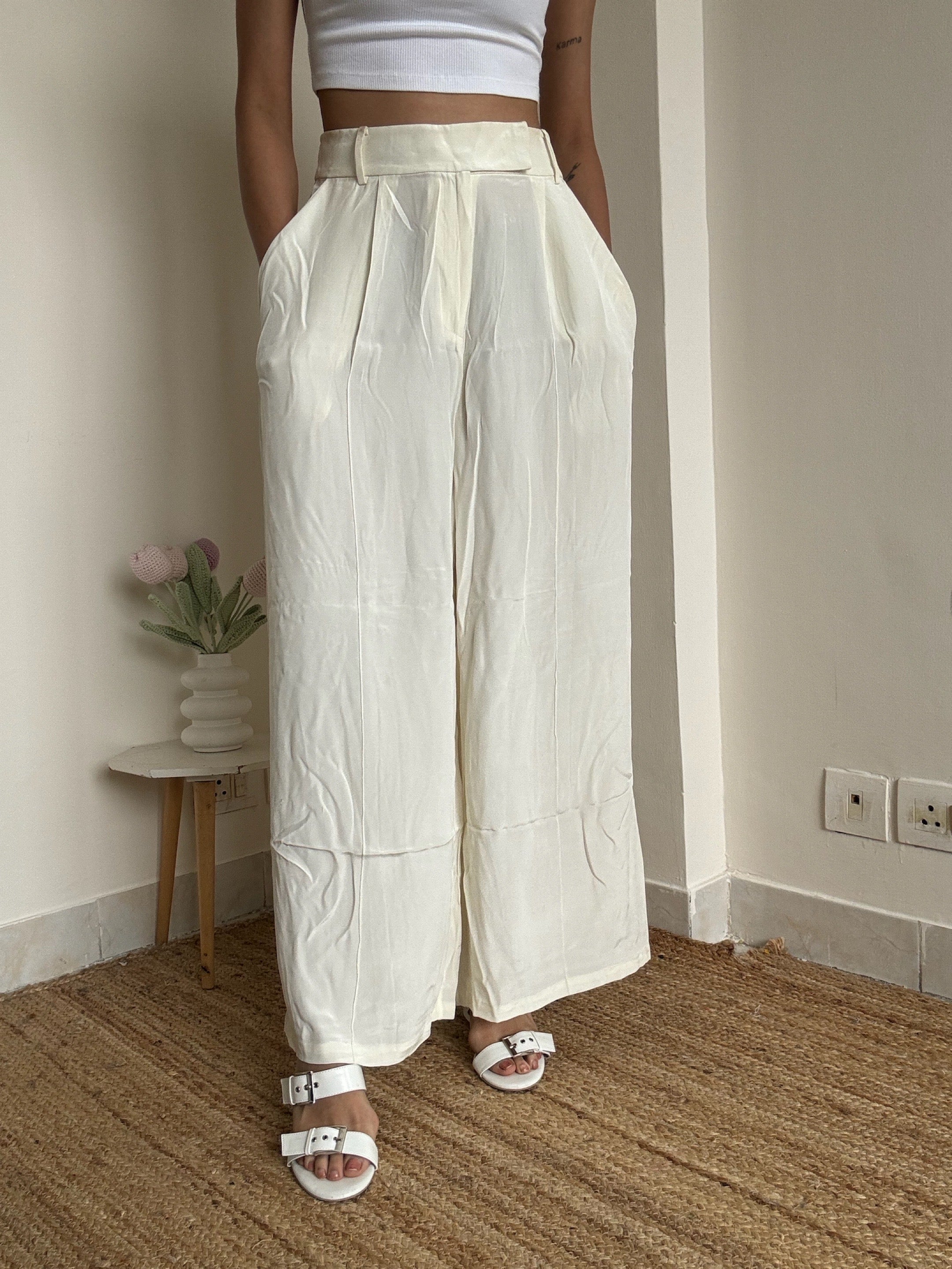 White Wide Pants LS - 32