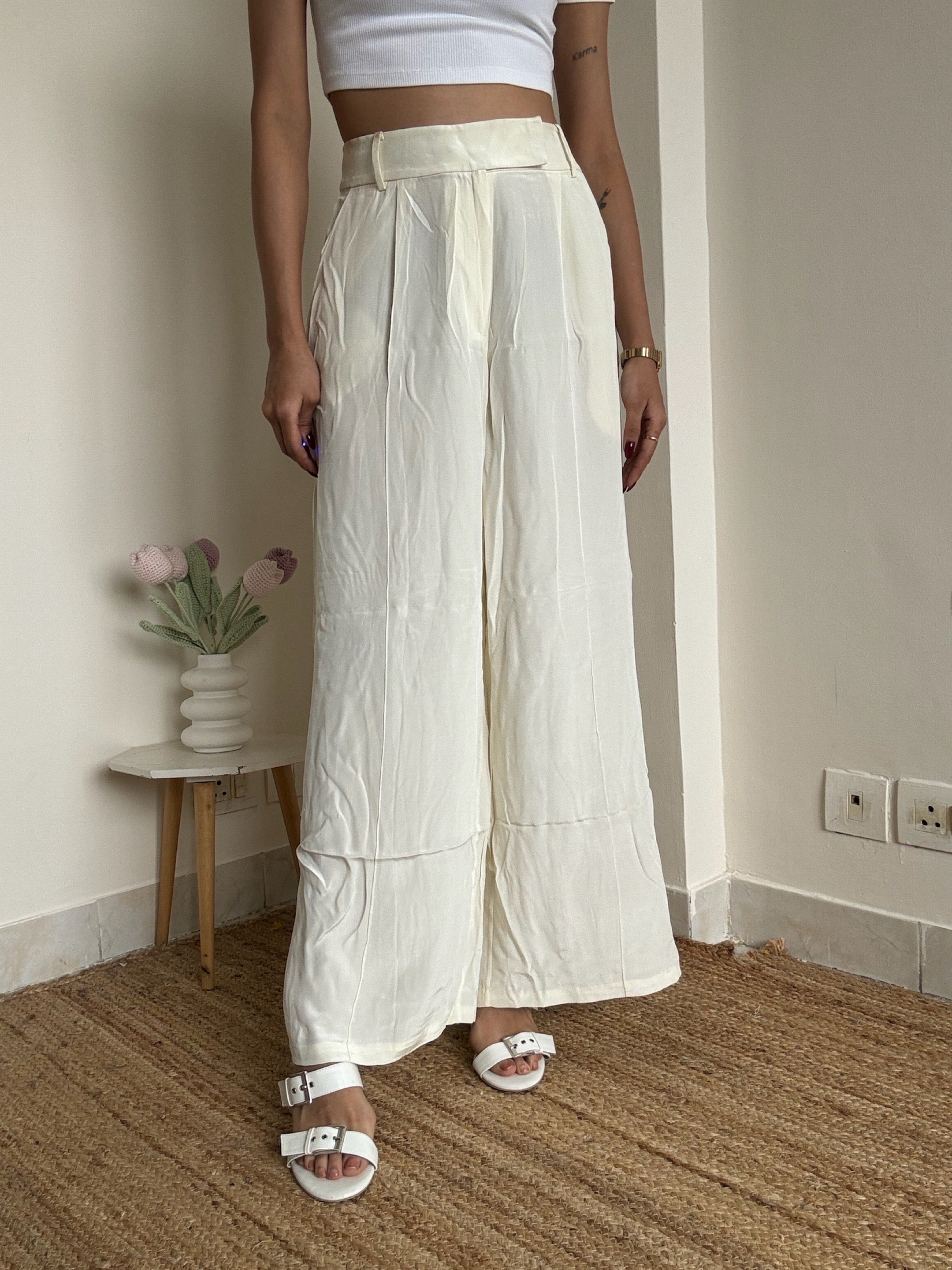 White Wide Pants LS - 32