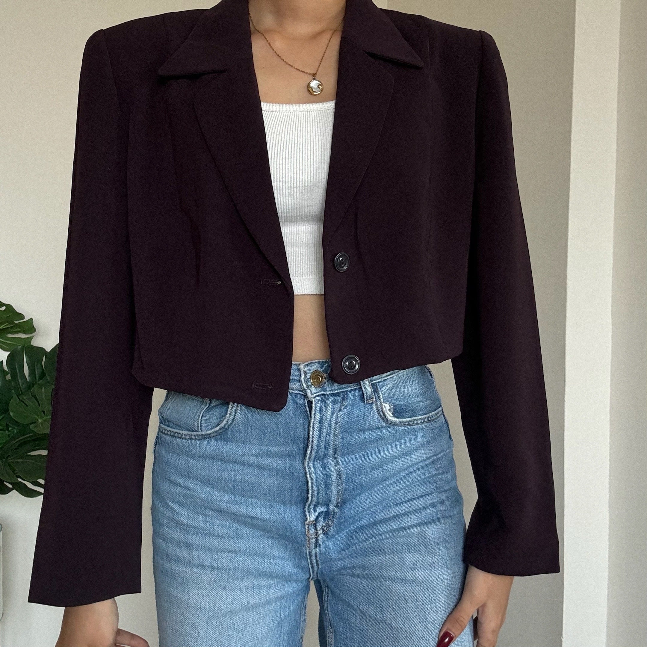 Deep Wine Cropped Blazer - GW