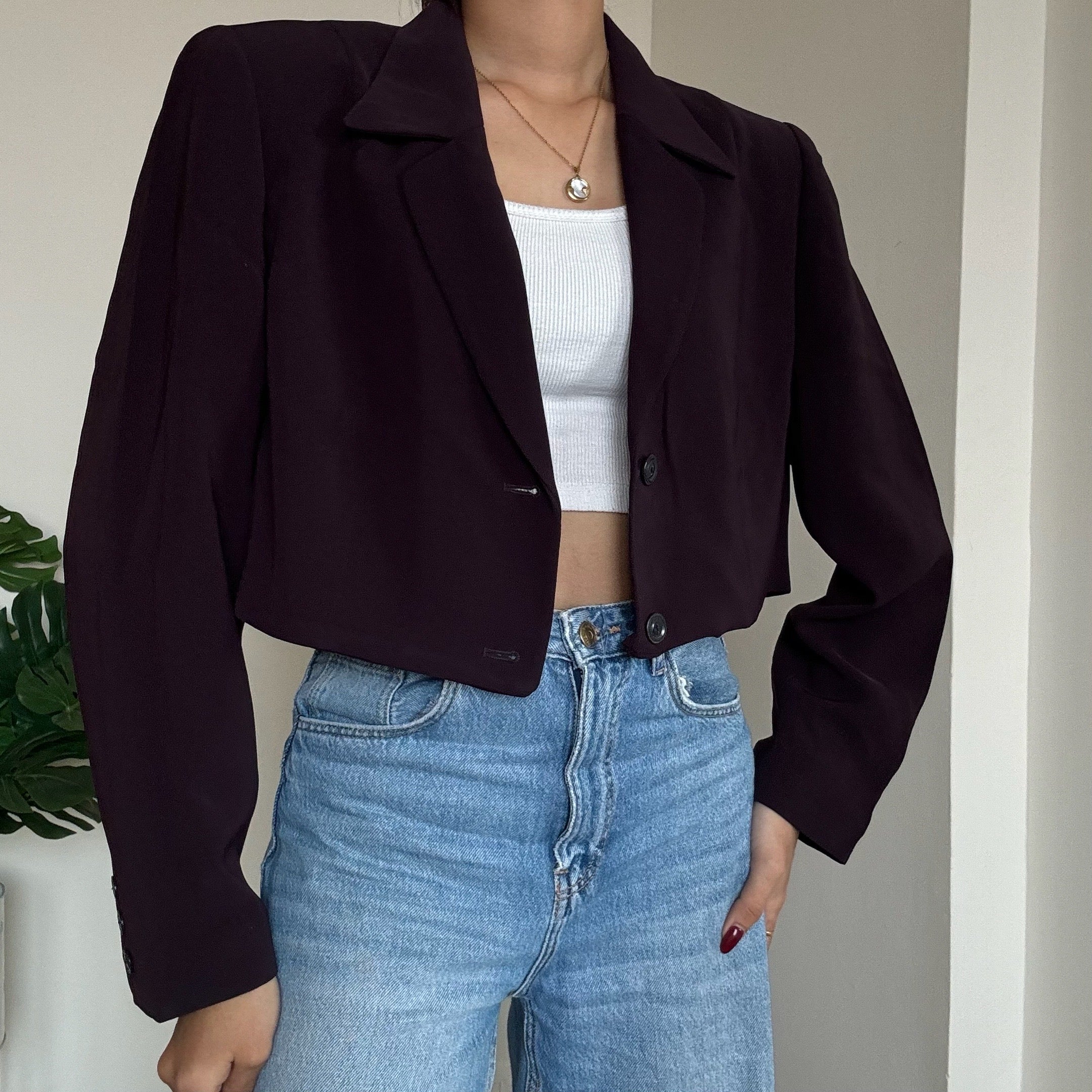 Deep Wine Cropped Blazer - GW