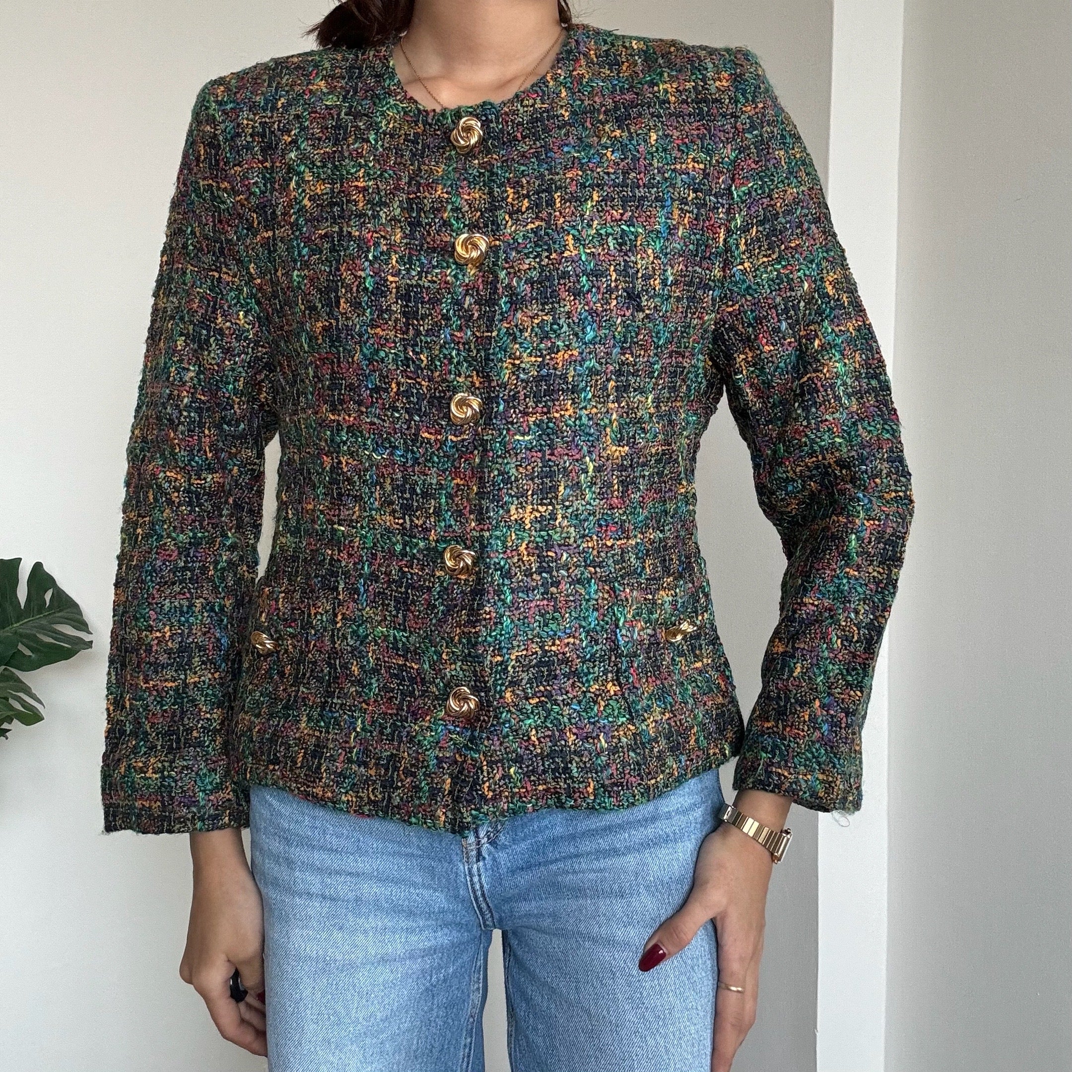 Green Tweed Chic Blazer - 11