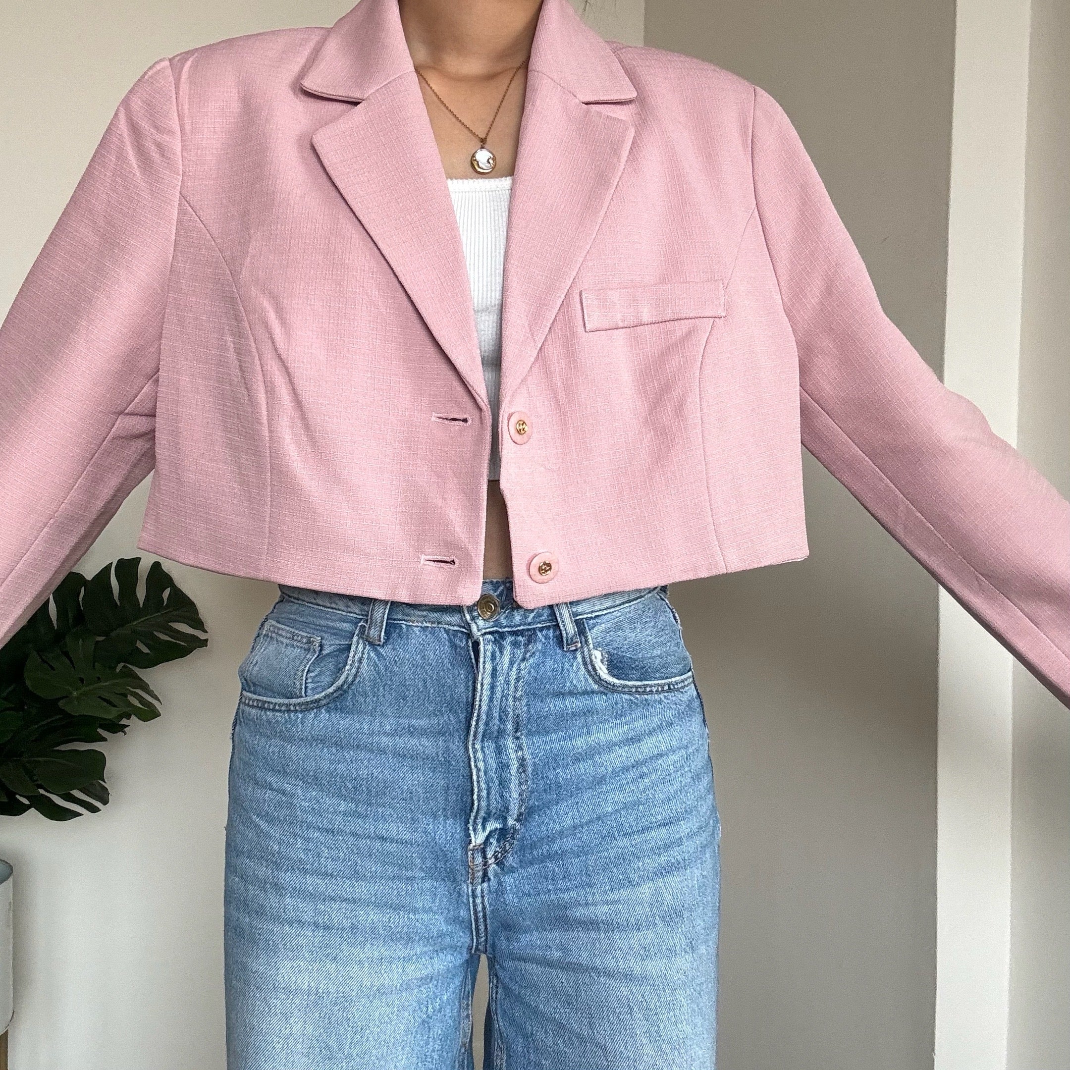 Baby Pink Cropped Blazer