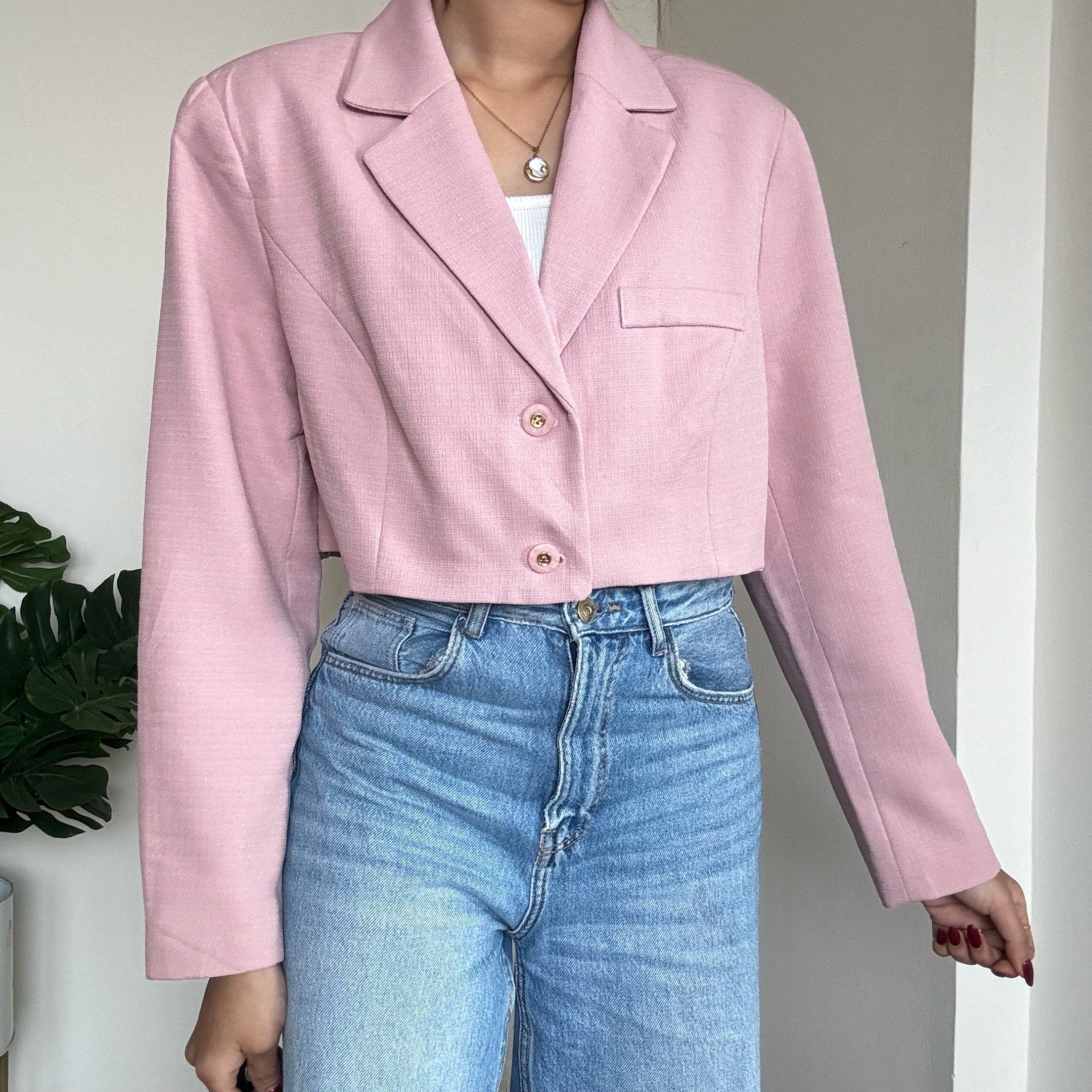 Baby Pink Cropped Blazer