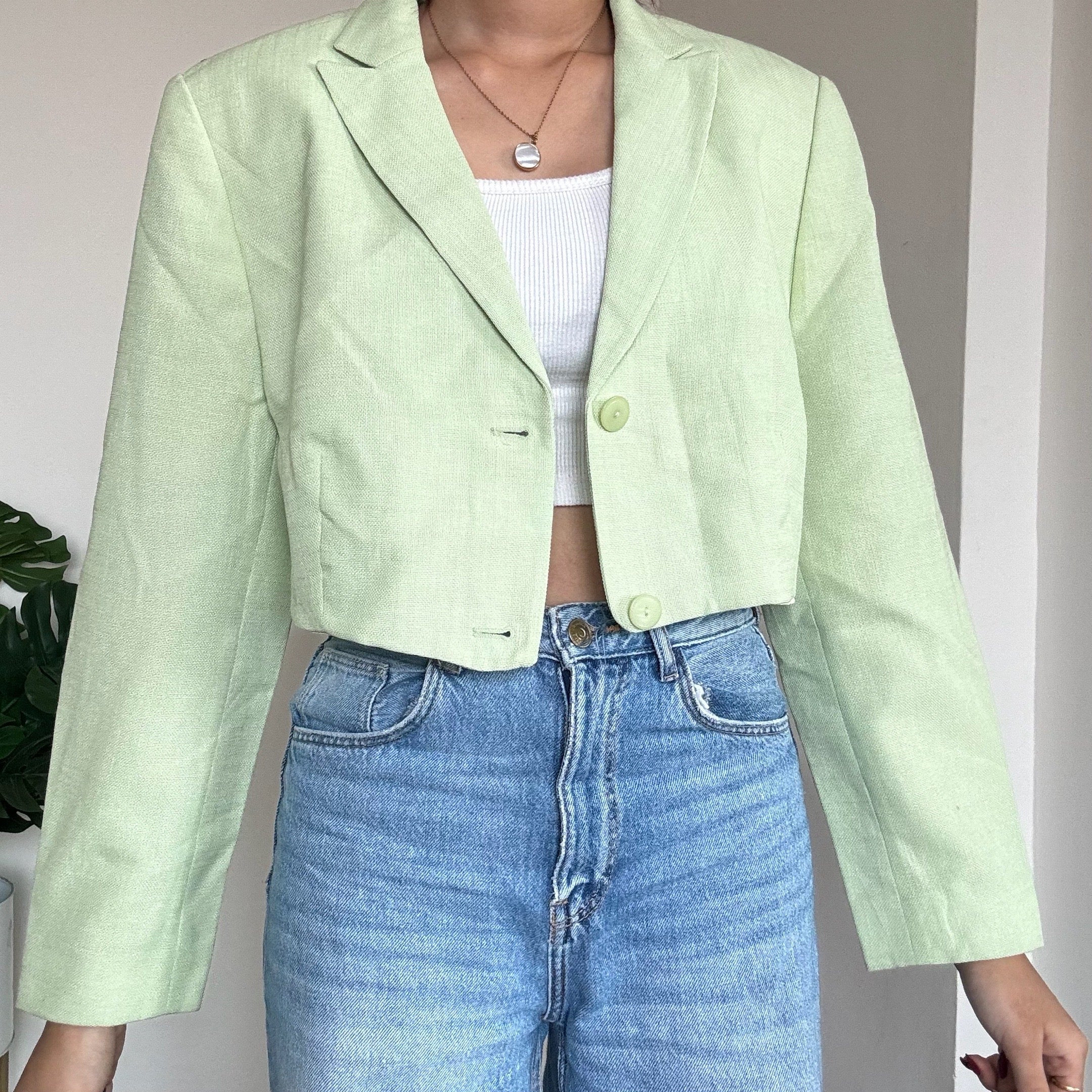 Pastel Green Cropped Blazer - GW