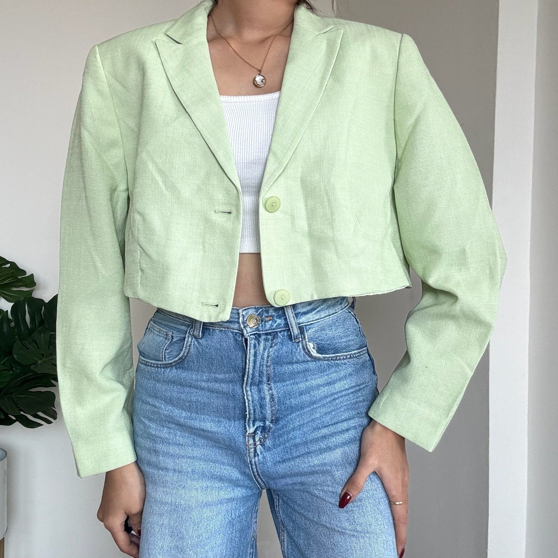 Pastel Green Cropped Blazer - GW