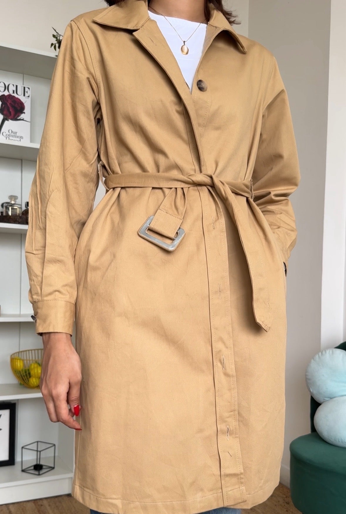 Camel Beige Trench Coat - 09