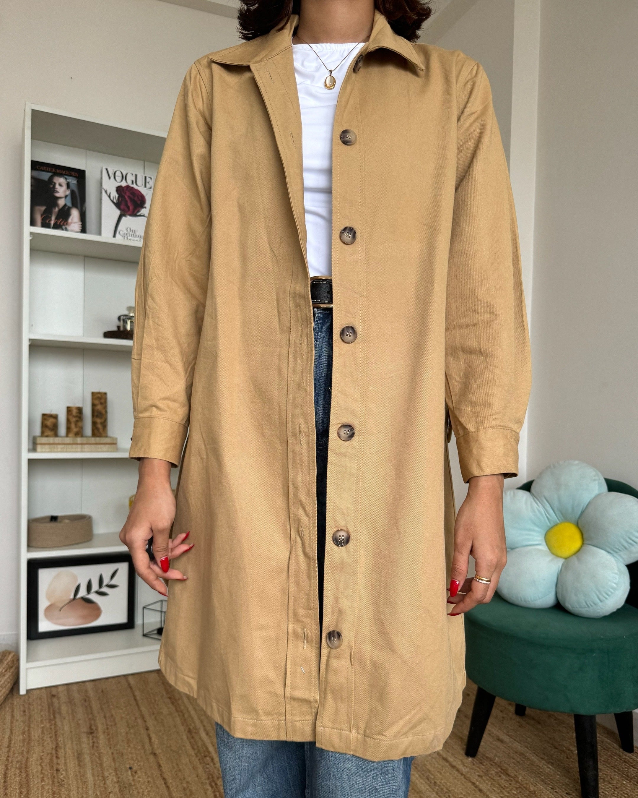 Camel Beige Trench Coat - 09