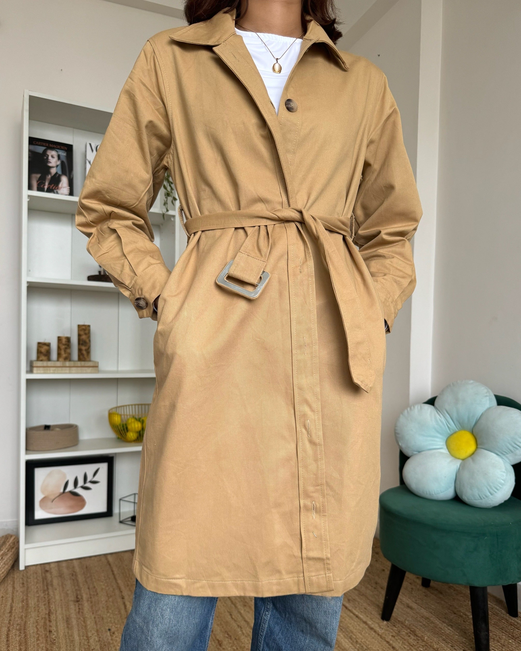 Camel Beige Trench Coat - 09