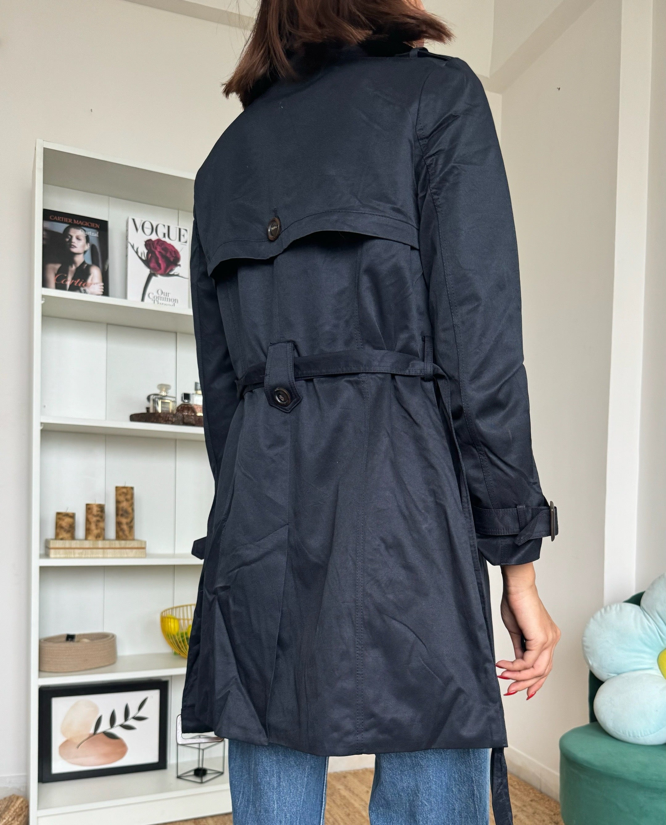 Solid Navy Trench Coat - 17