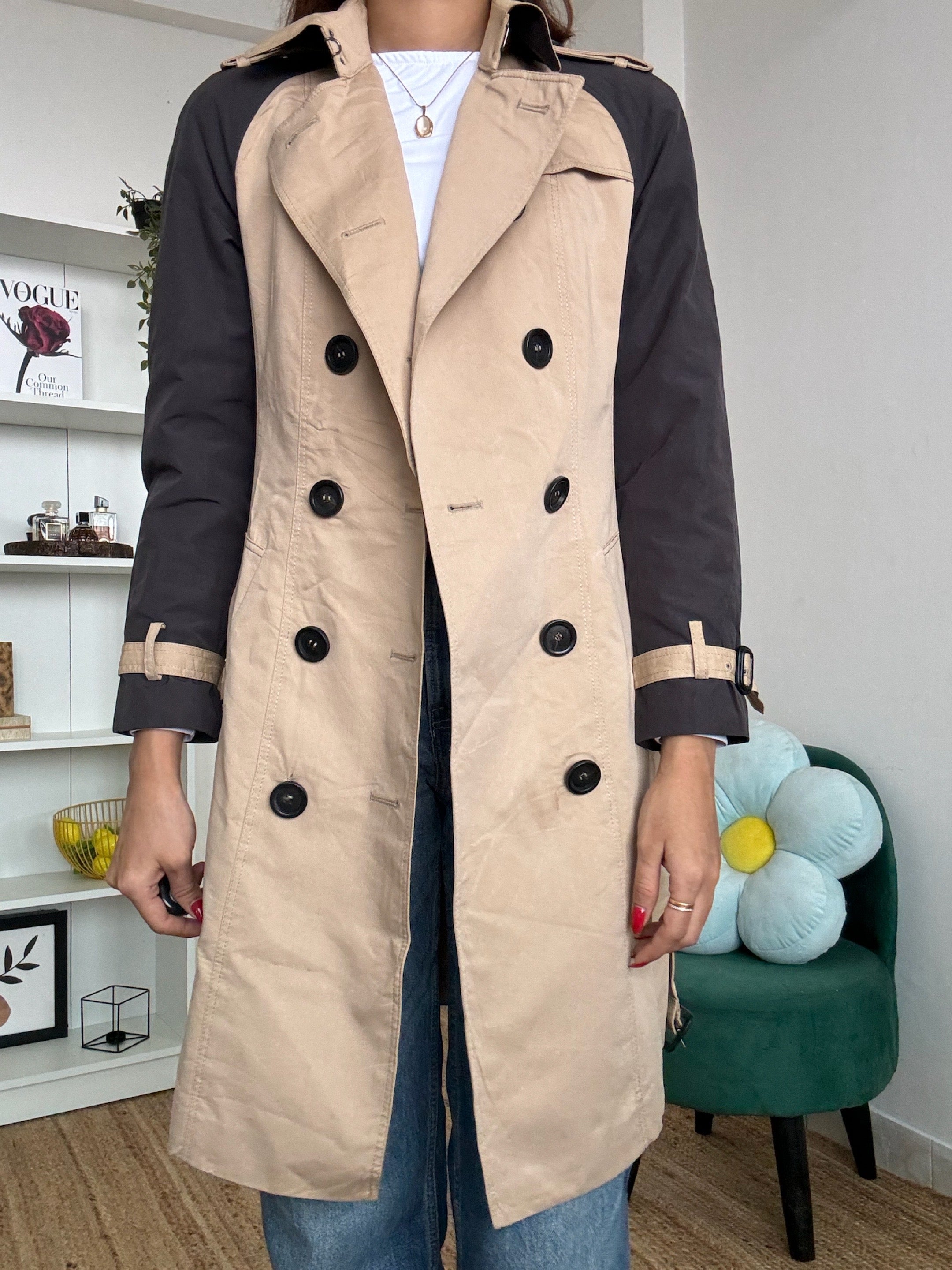 Black-Beige Trench Coat - im