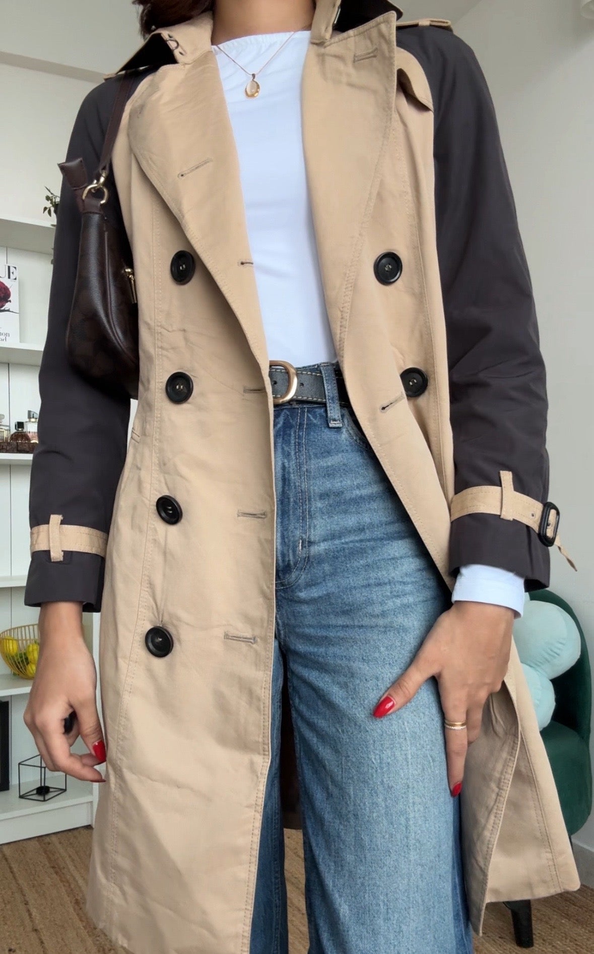 Black-Beige Trench Coat - im